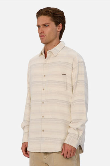 INDUSTRIE Nevada long sleeve shirt in beige combo