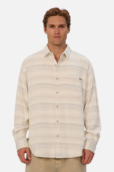 INDUSTRIE Nevada long sleeve shirt in beige combo