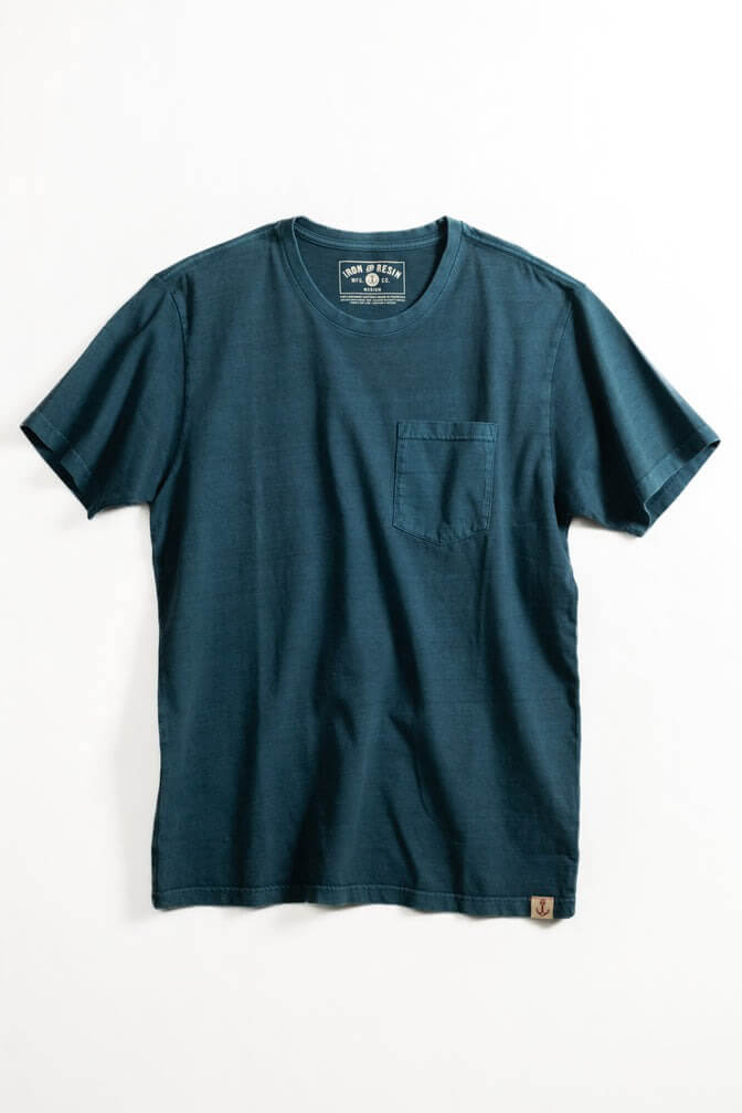 Iron & Resin faded pocket tee in blue