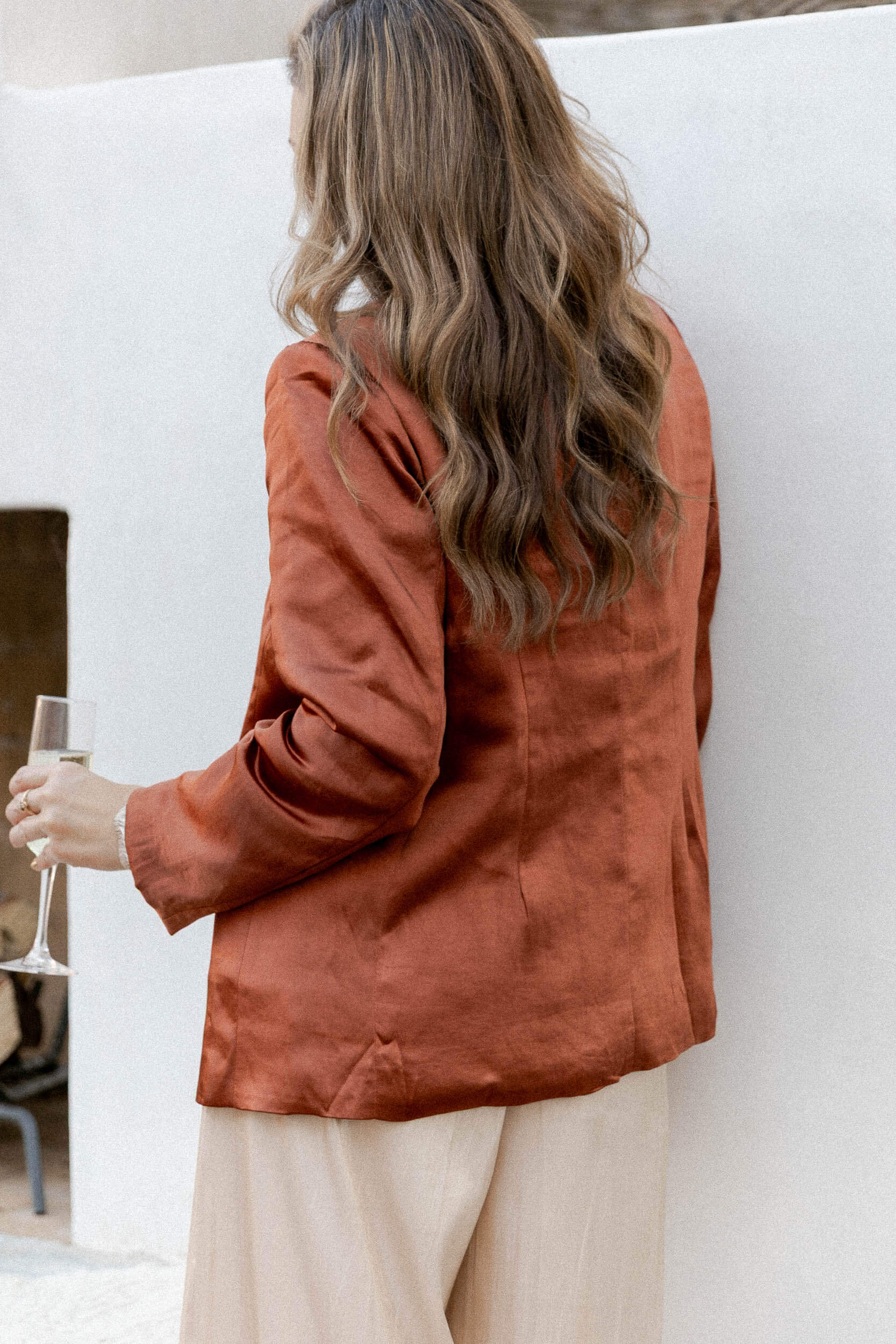 Womens silk rust color blazer jacket