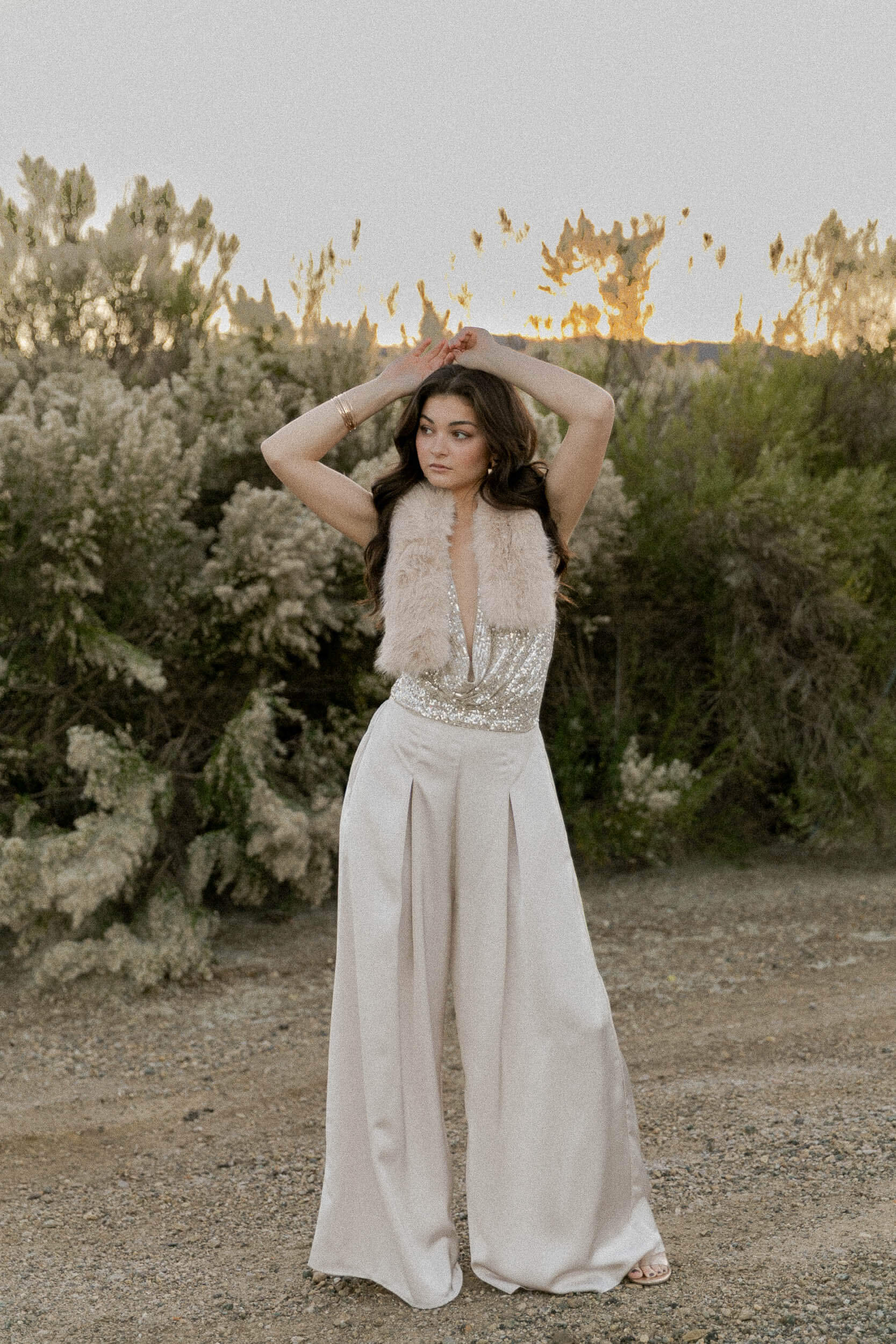 Women's glitter cowl neck jumpsuit