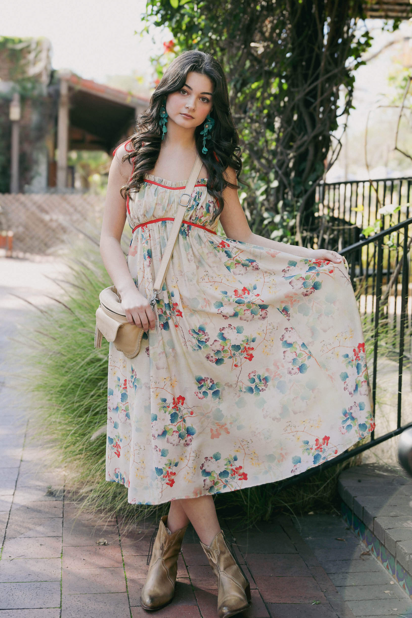 Womens floral midi dress