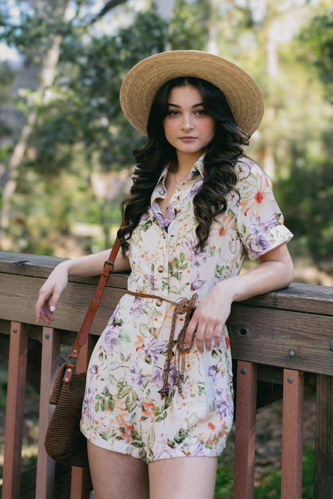 Womens floral buttonup romper