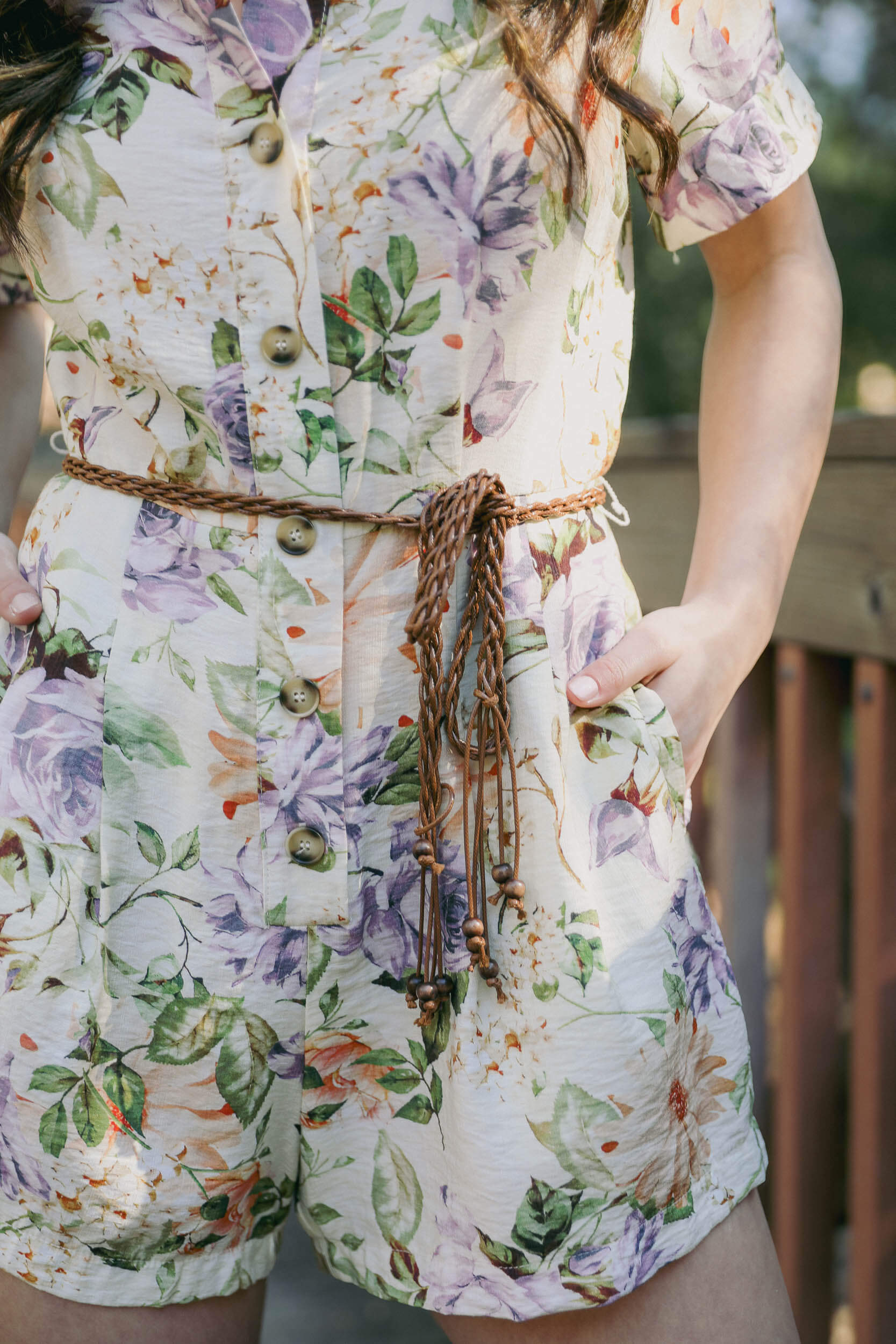 Womens floral buttonup romper