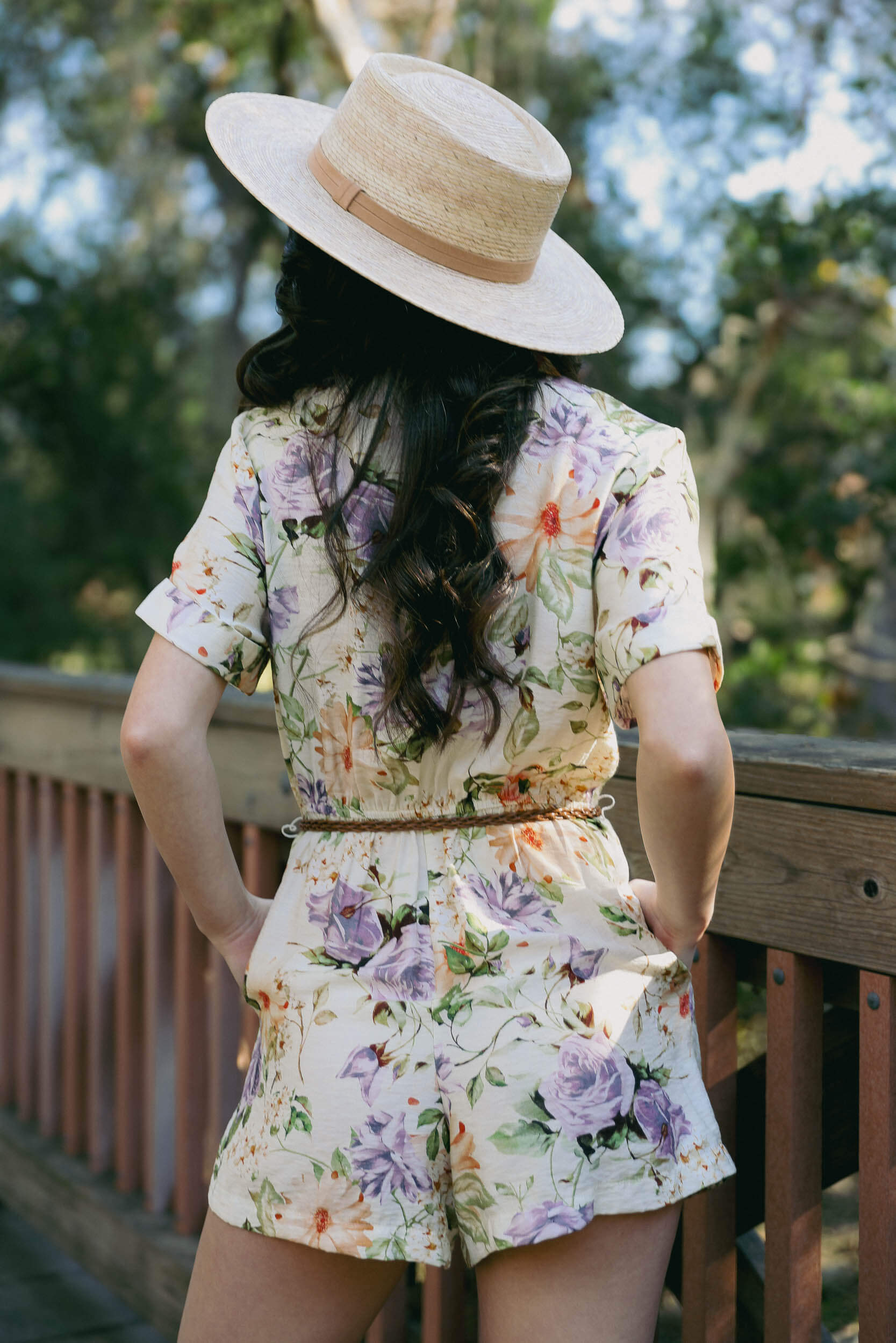 Womens floral buttonup romper