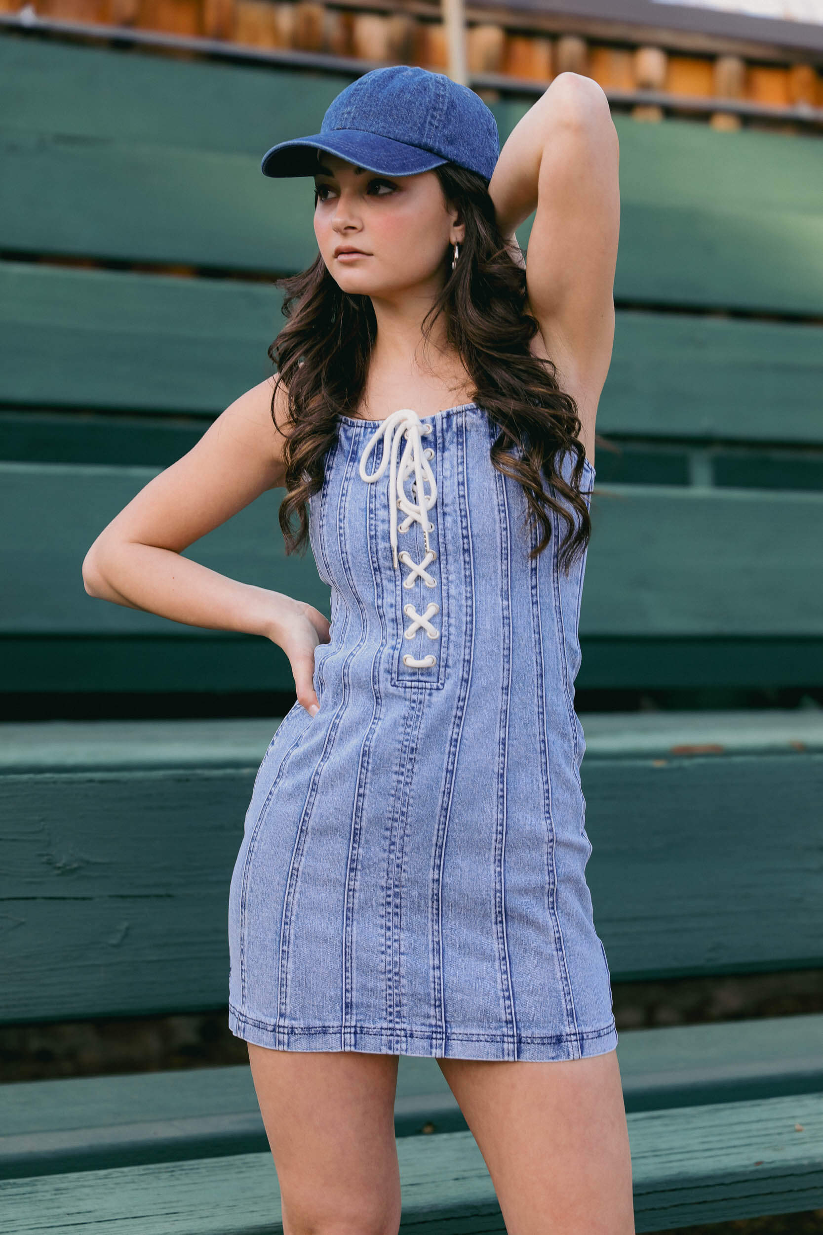 Womens blue denim mini dress