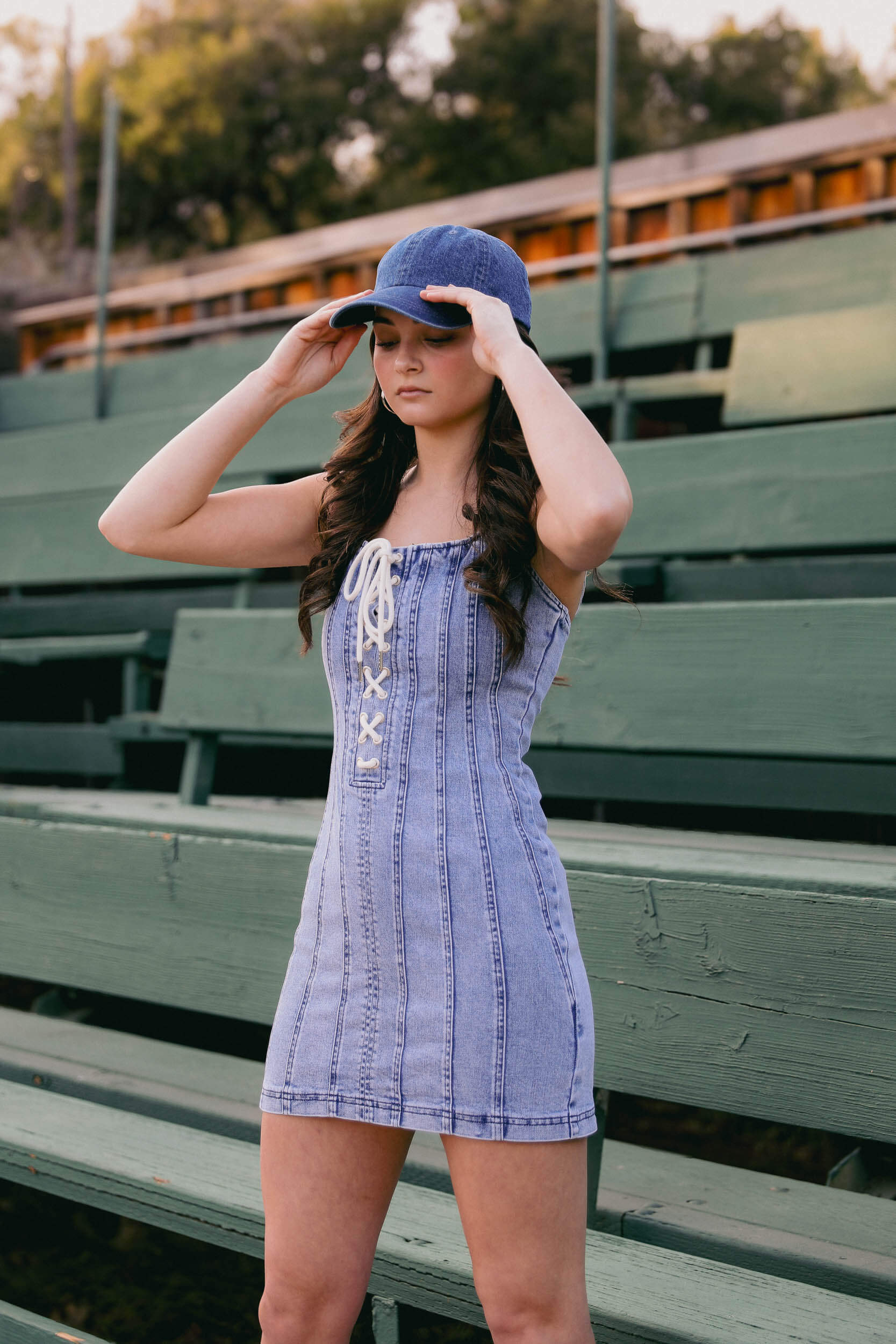 Womens blue denim mini dress