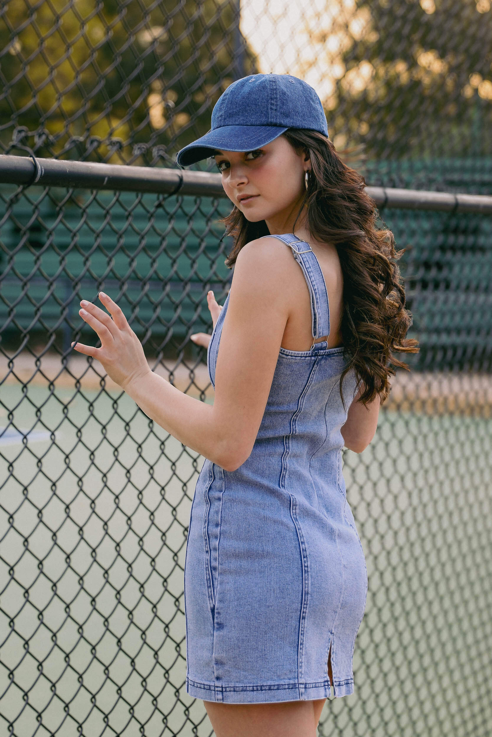 Womens blue denim mini dress