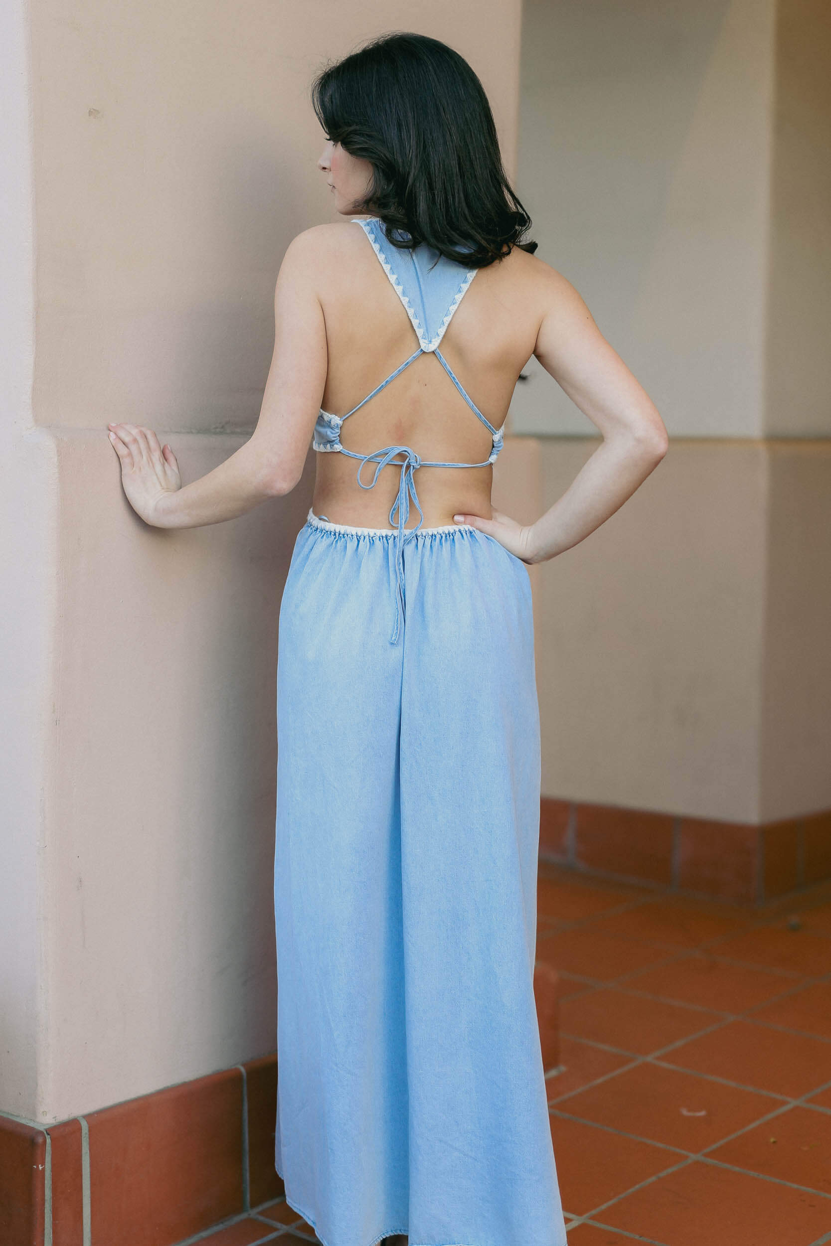 Womens maxi dress with open back