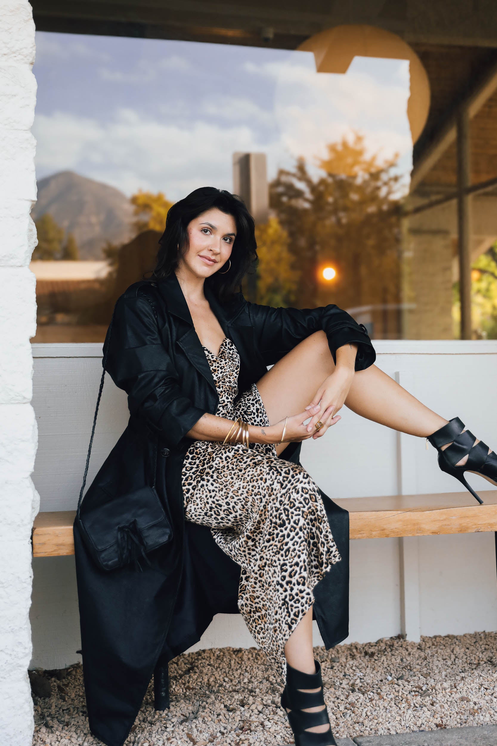 Womens cruelty free black trench coat