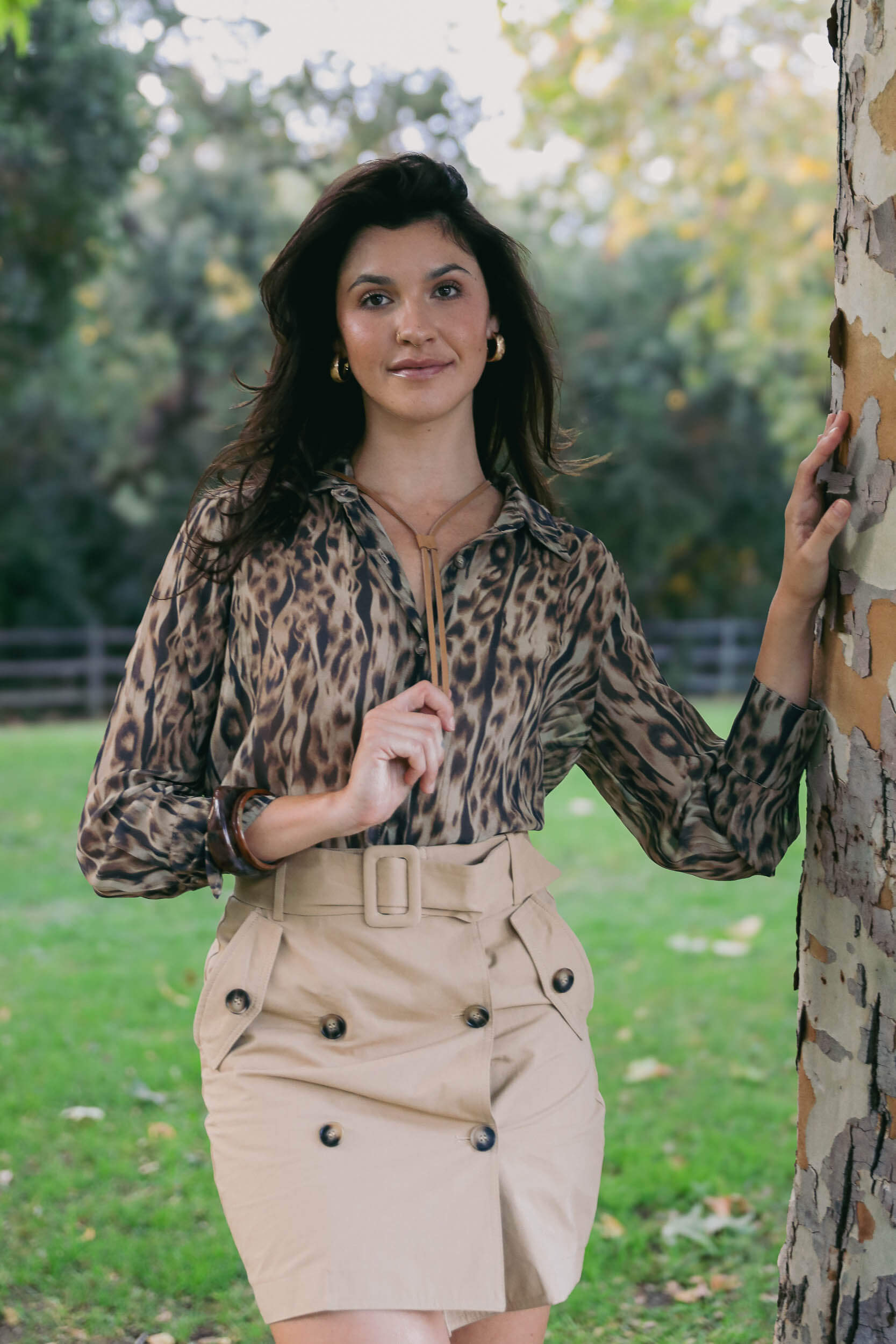 Womens leopard print buttonup top