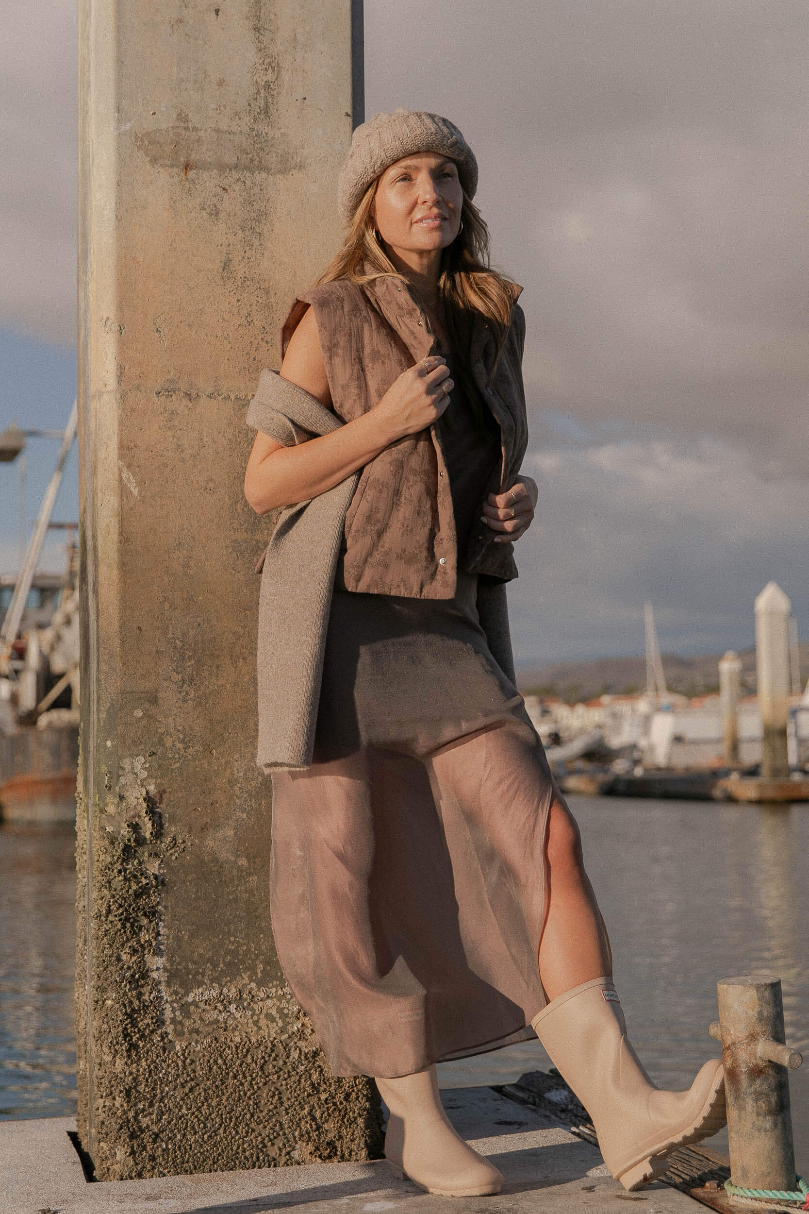 Womens brown button up vest