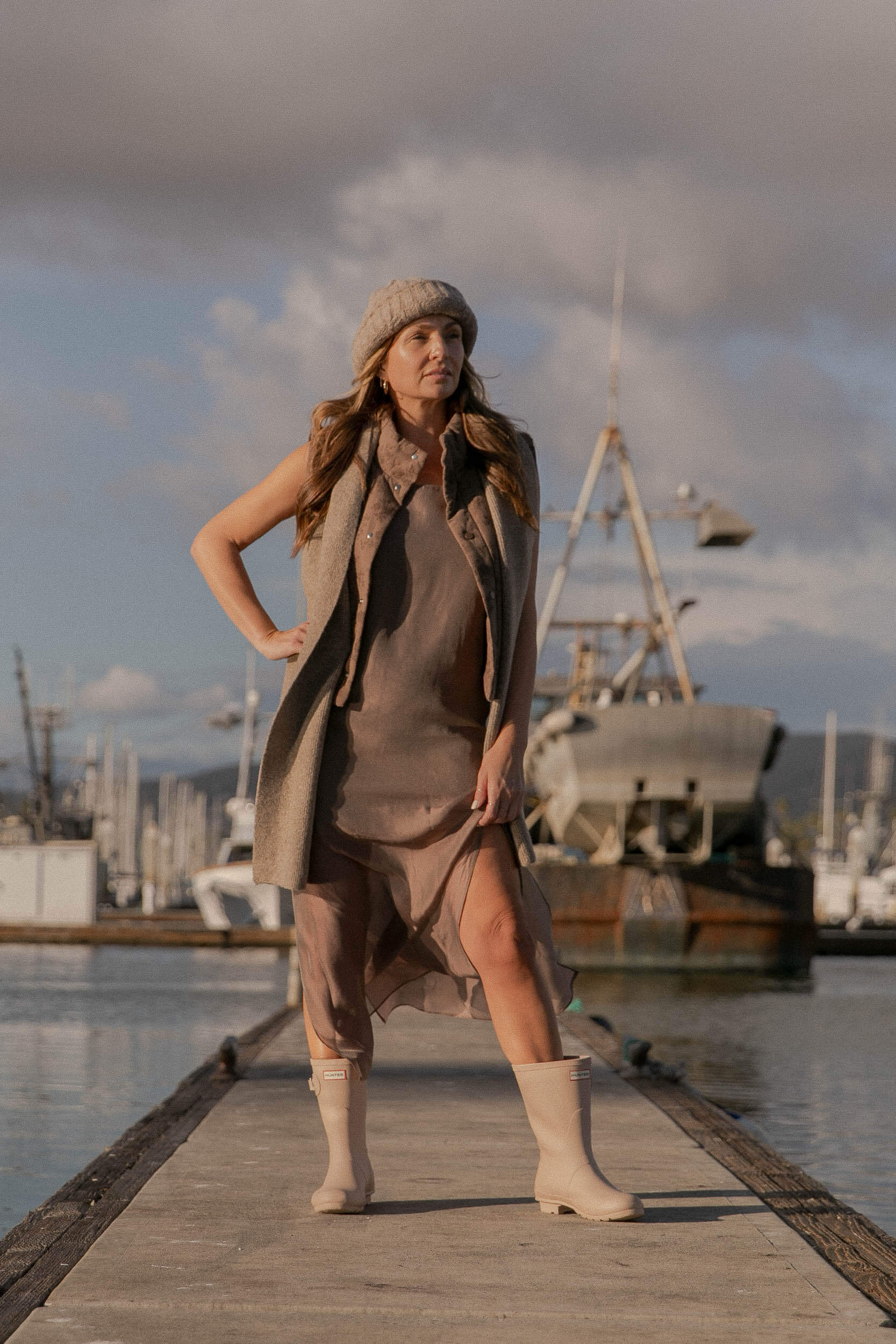 Womens brown silk dress