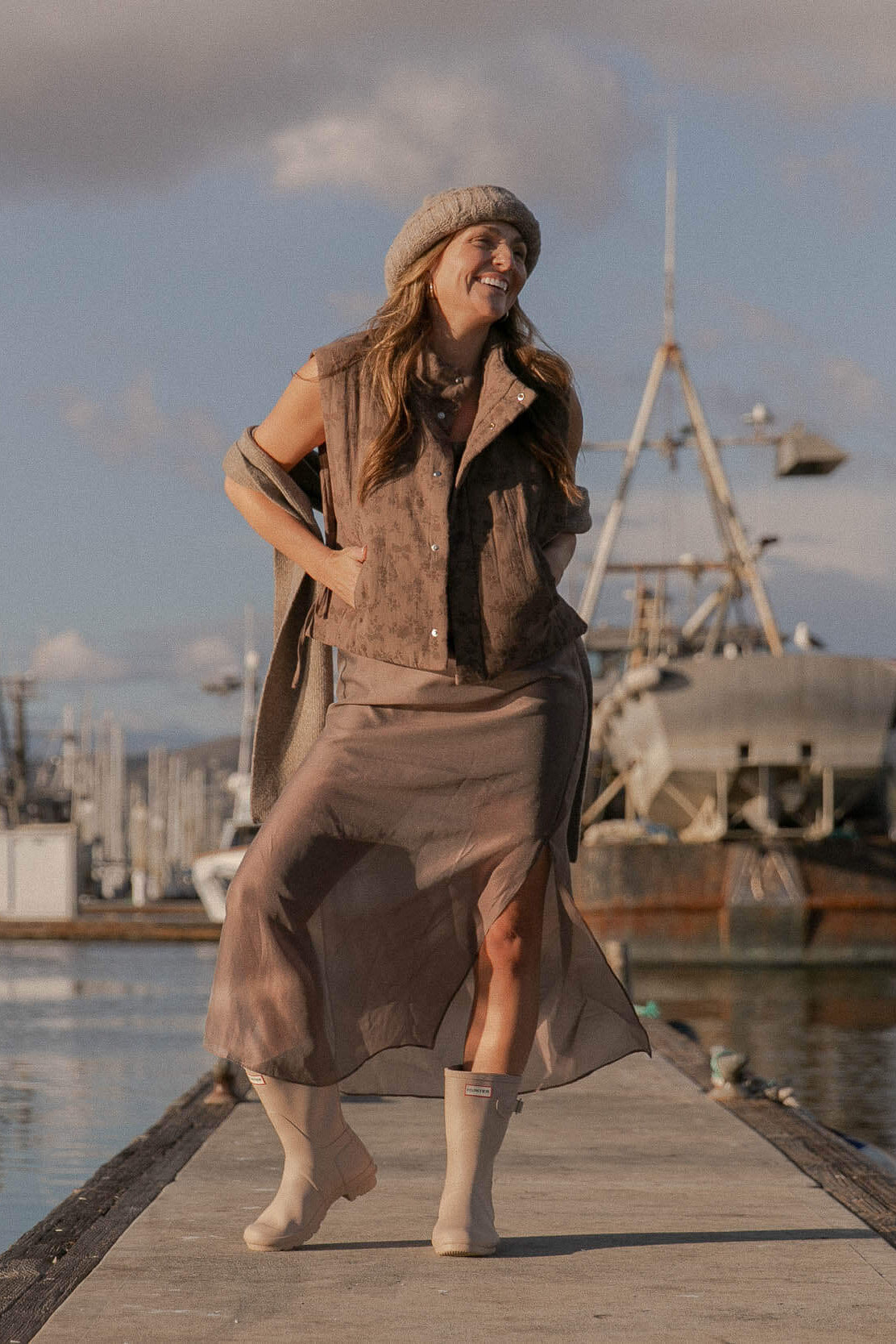 Womens brown floral vest