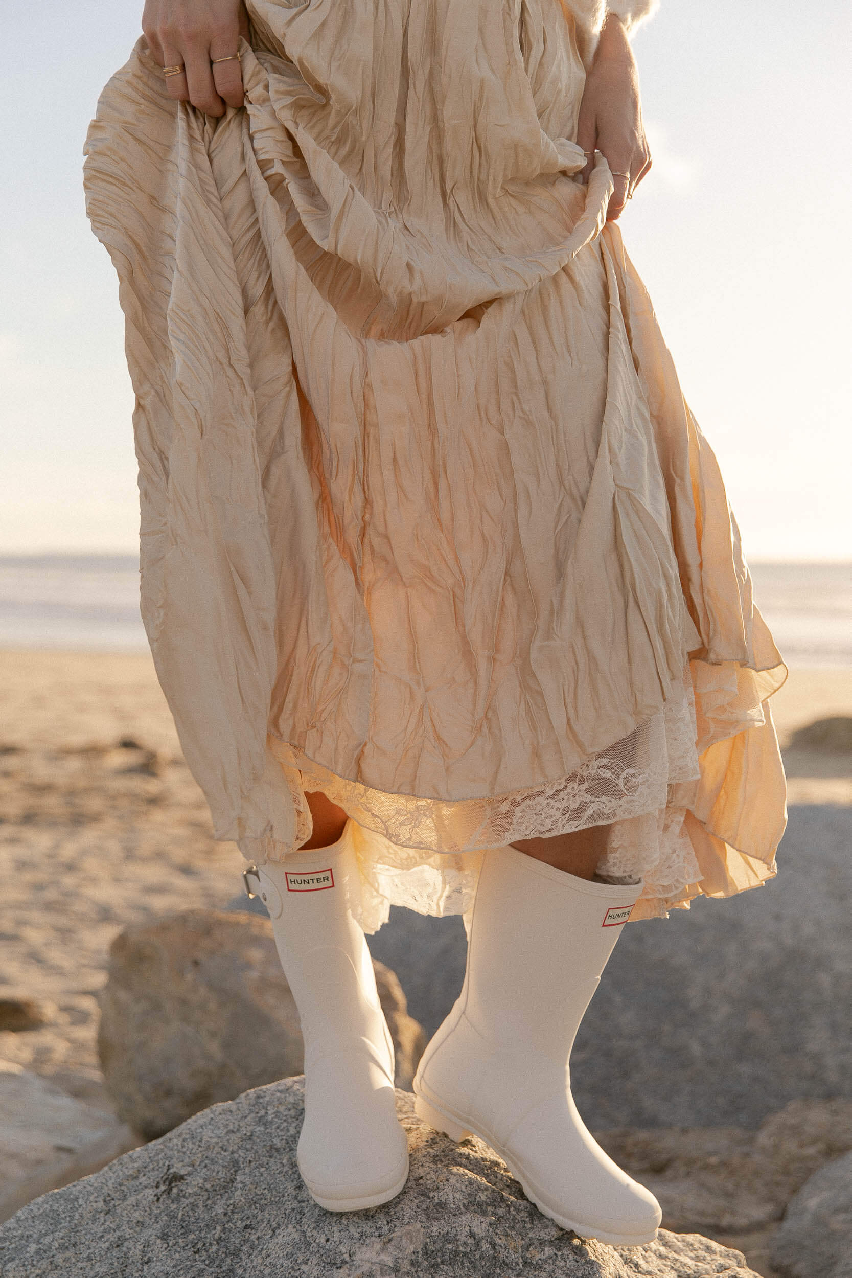 Womens cream silk skirt