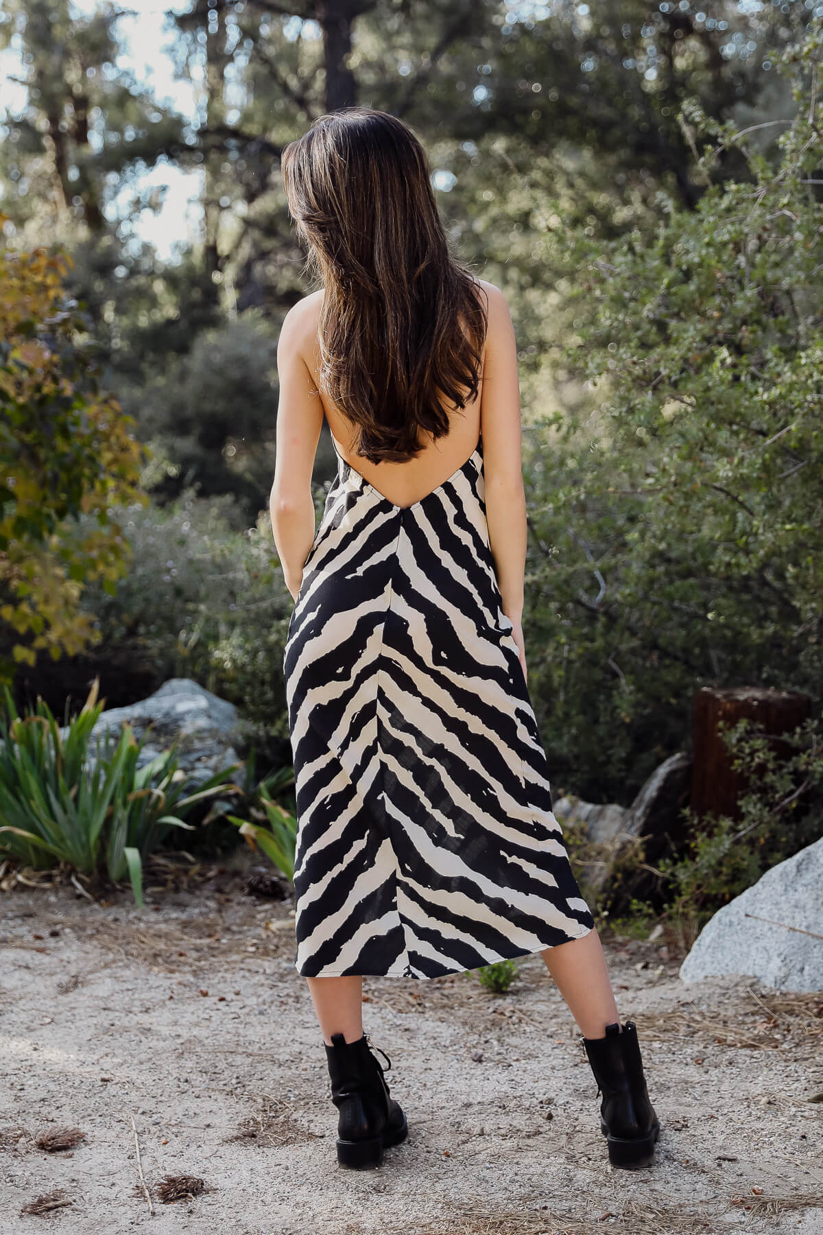 zebra stripe midi dress