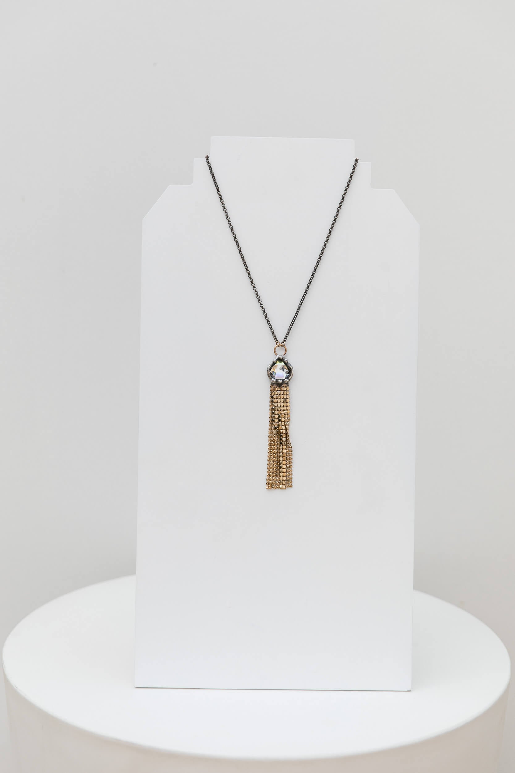 Gold fringe handmade necklace by mikal winn