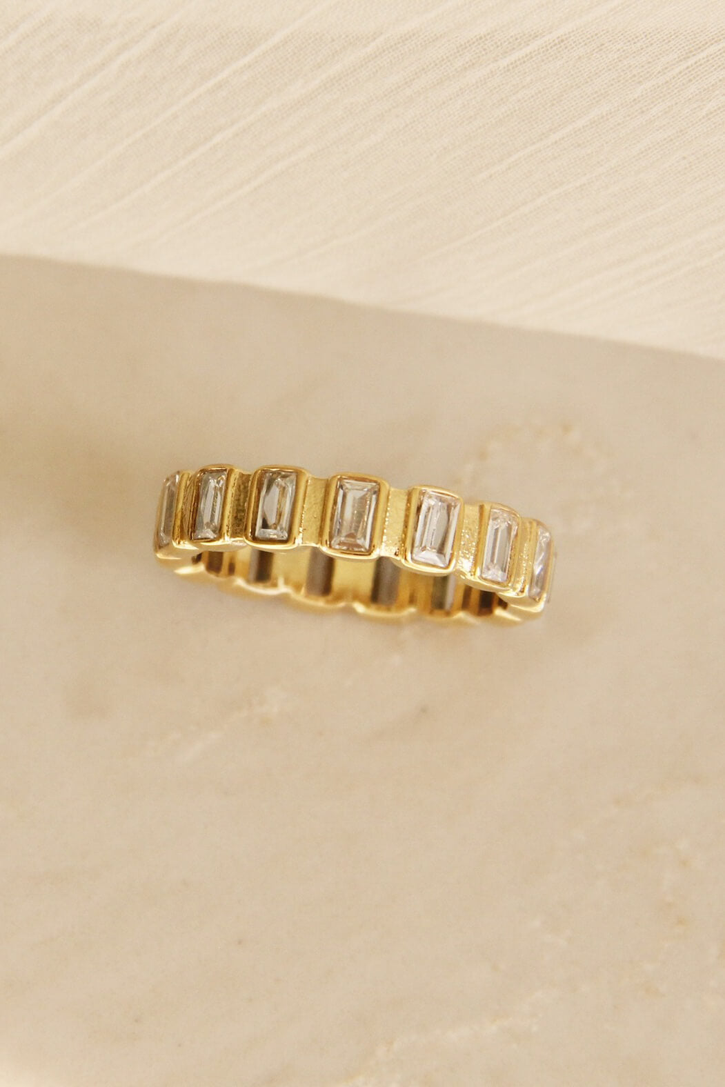 Maive Baguette Eternity band ring in gold