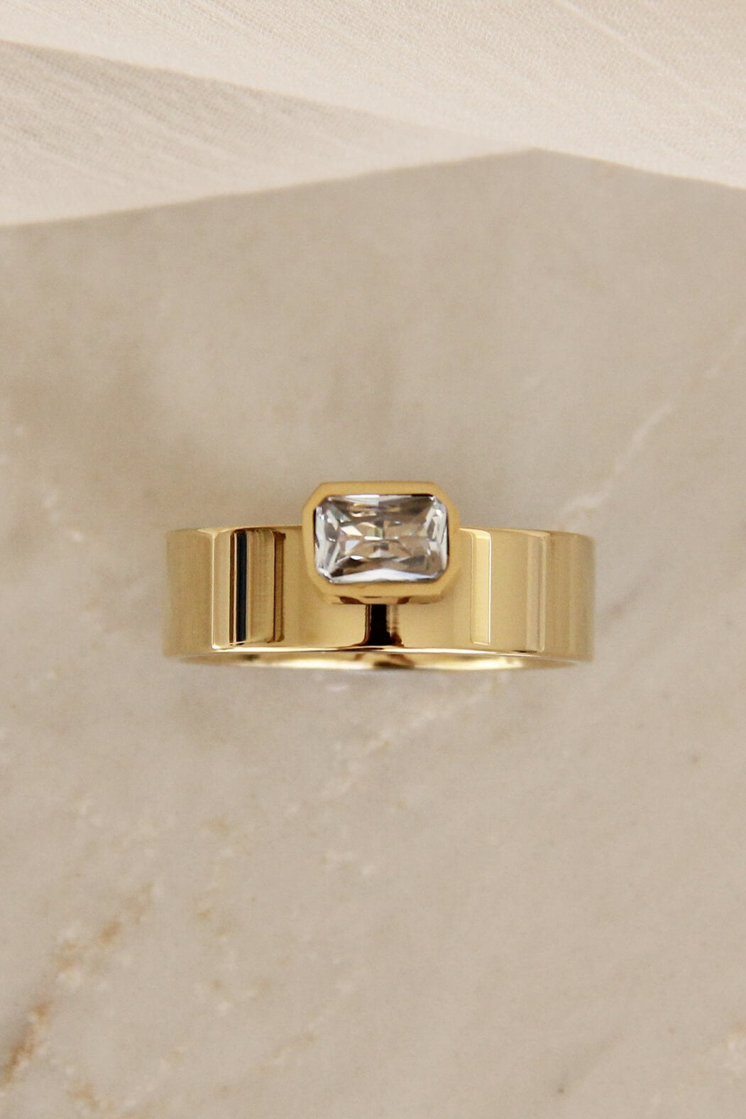 Maive Jewelry CZ emerald cut bezel band ring 