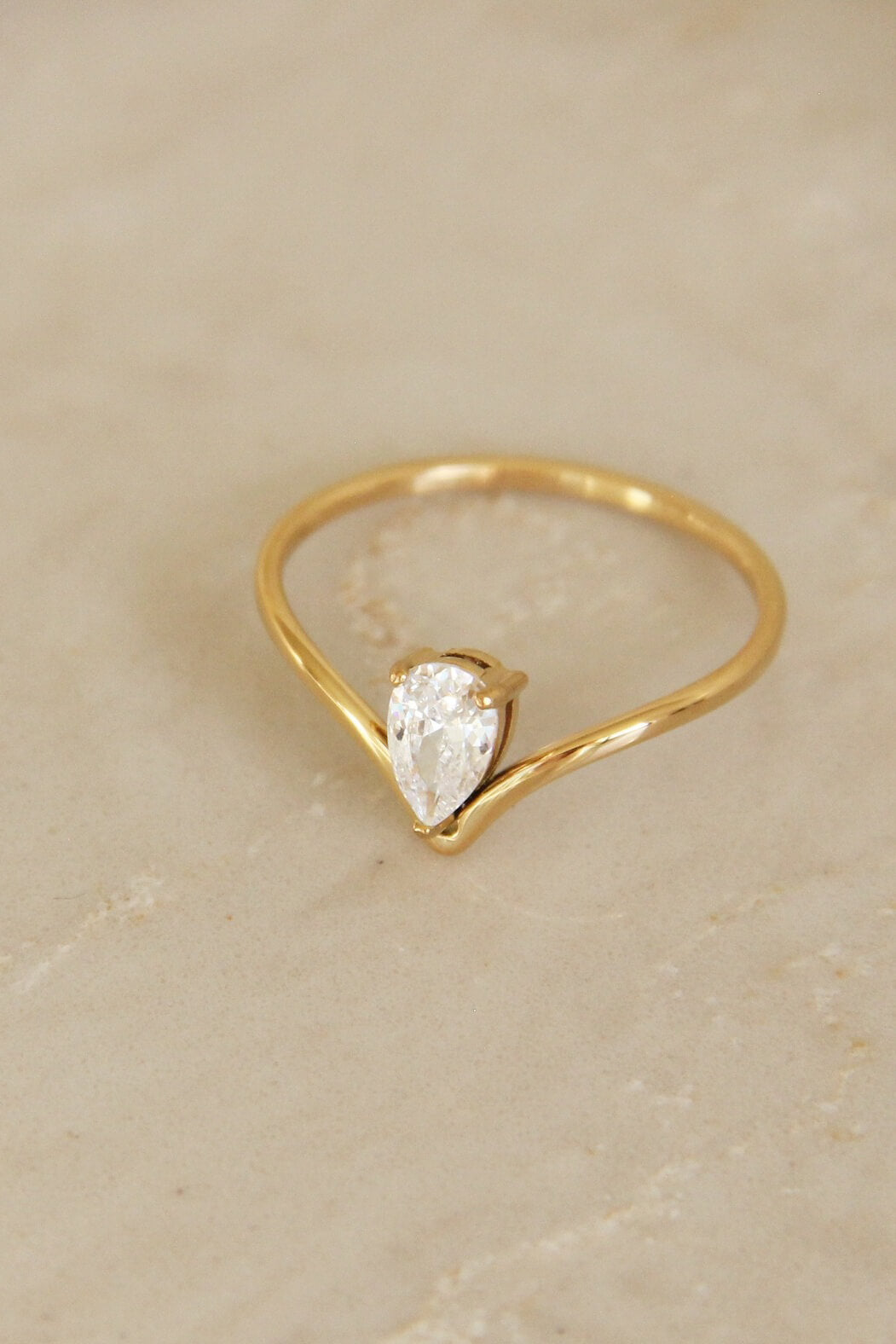 Maive Teardrop Diamond Ring in gold