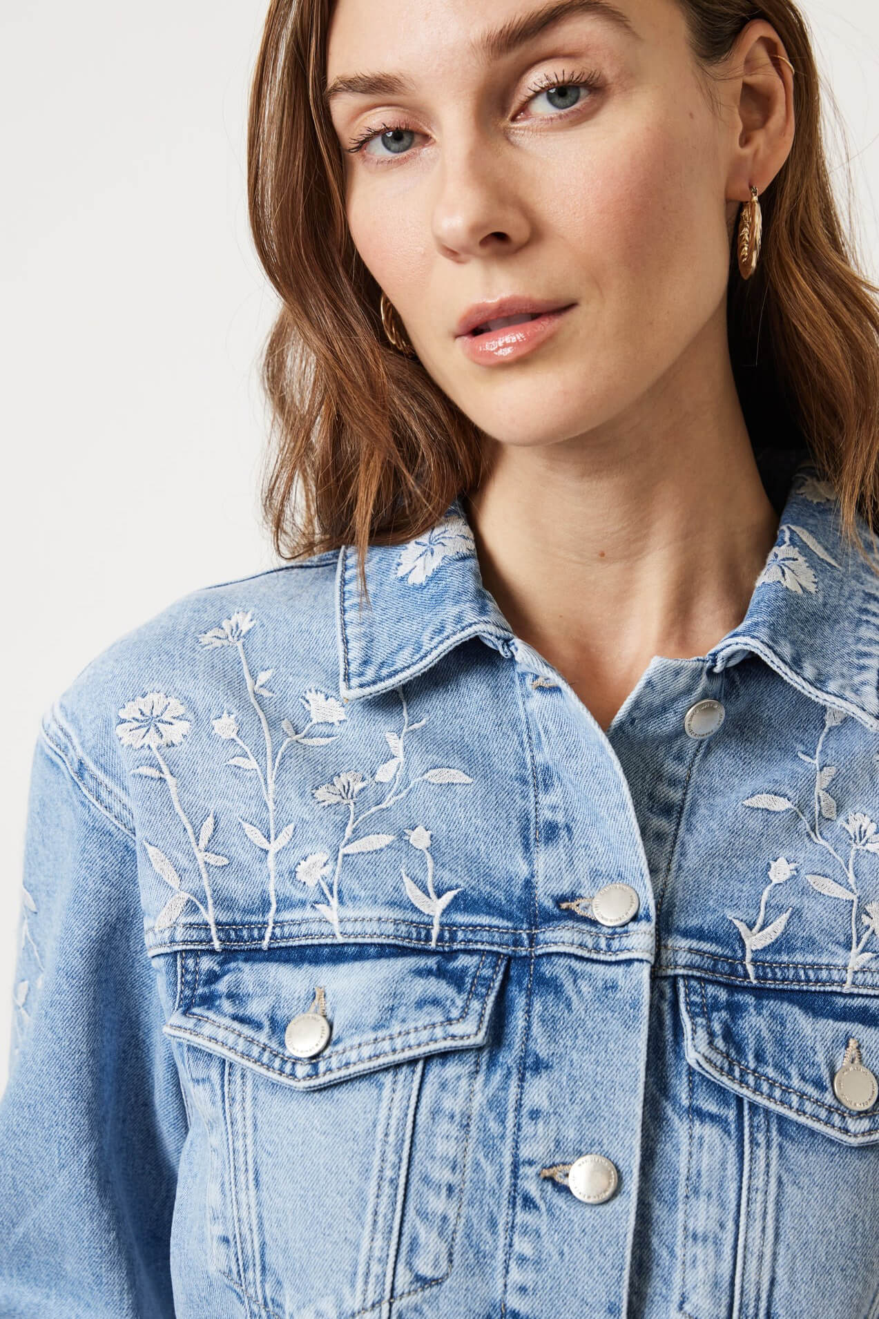 Mavi Jeans harmony denim jacket in lt blue blooms