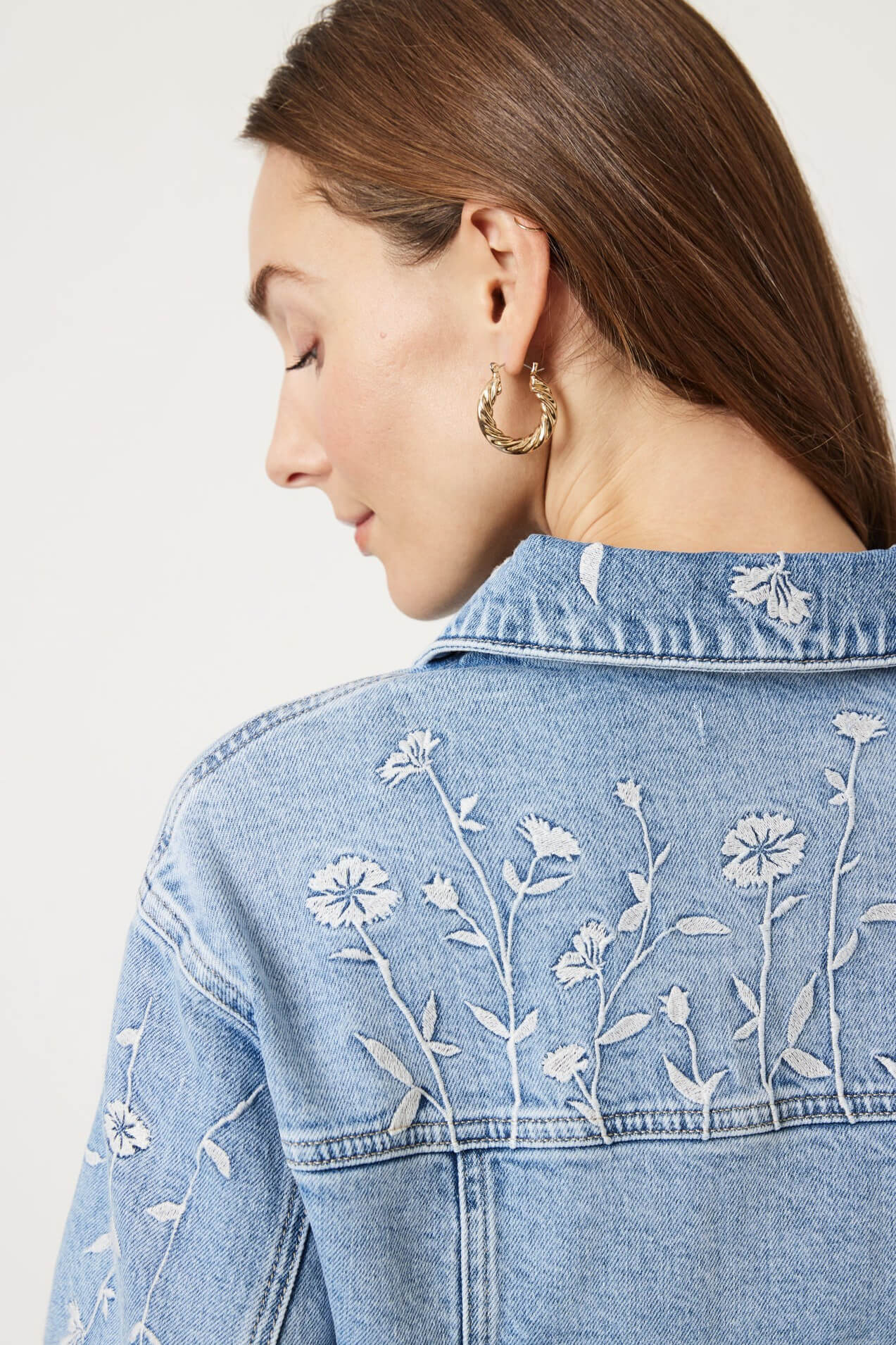 Mavi Jeans harmony denim jacket in lt blue blooms