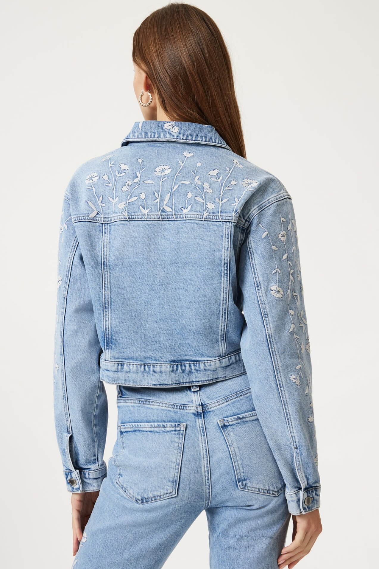 Mavi Jeans harmony denim jacket in lt blue blooms