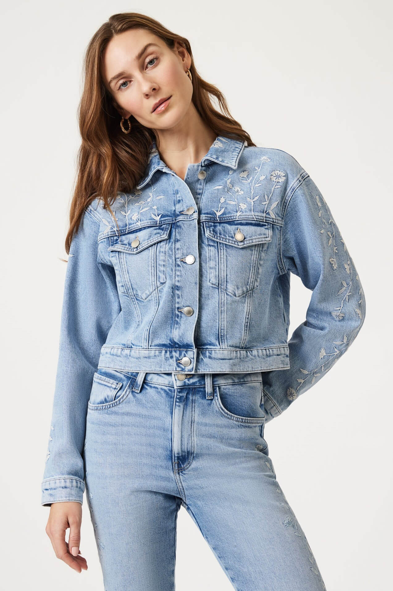 Mavi Jeans harmony denim jacket in lt blue blooms