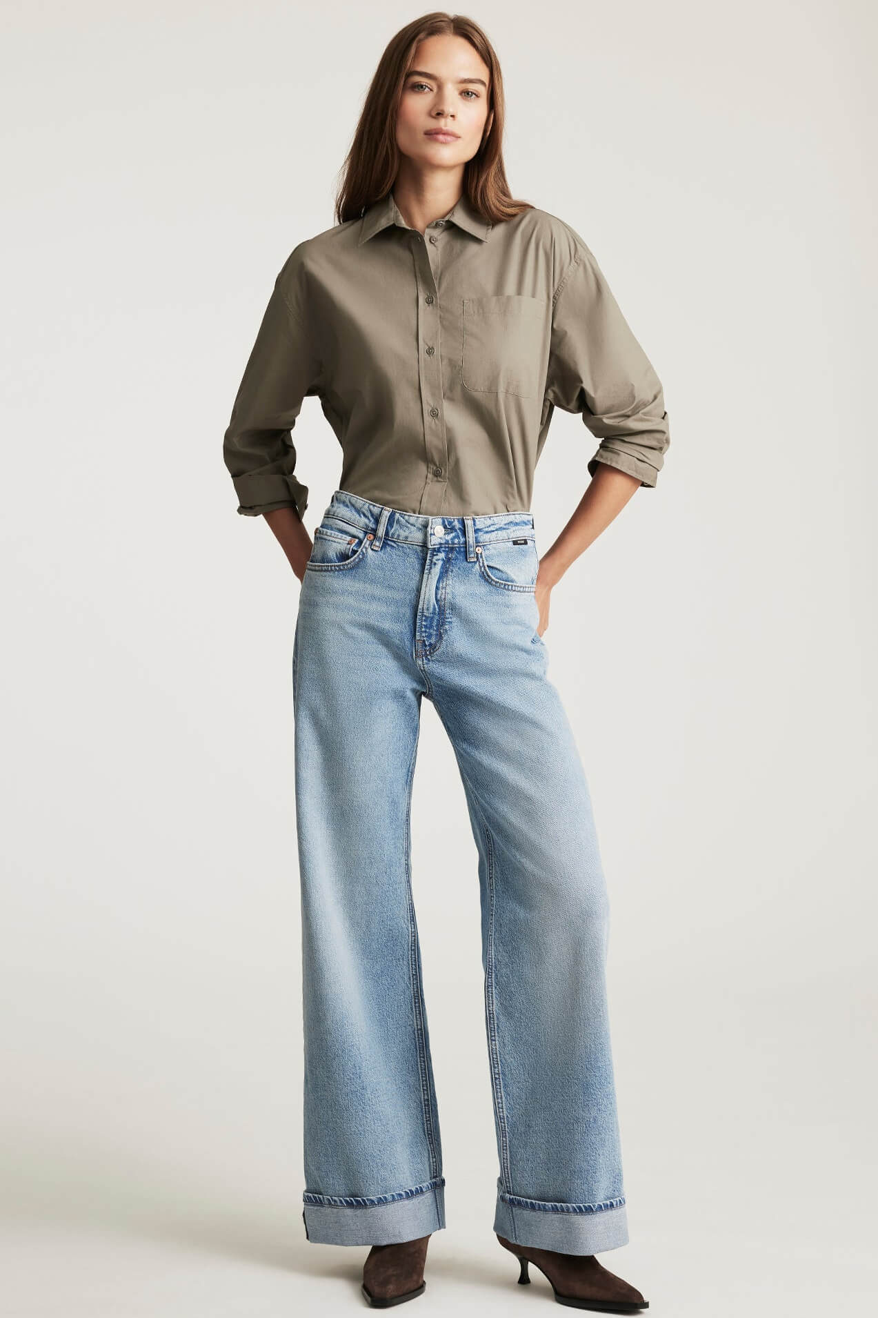 Mavi Florida Wide Legs in light brushed classic blue