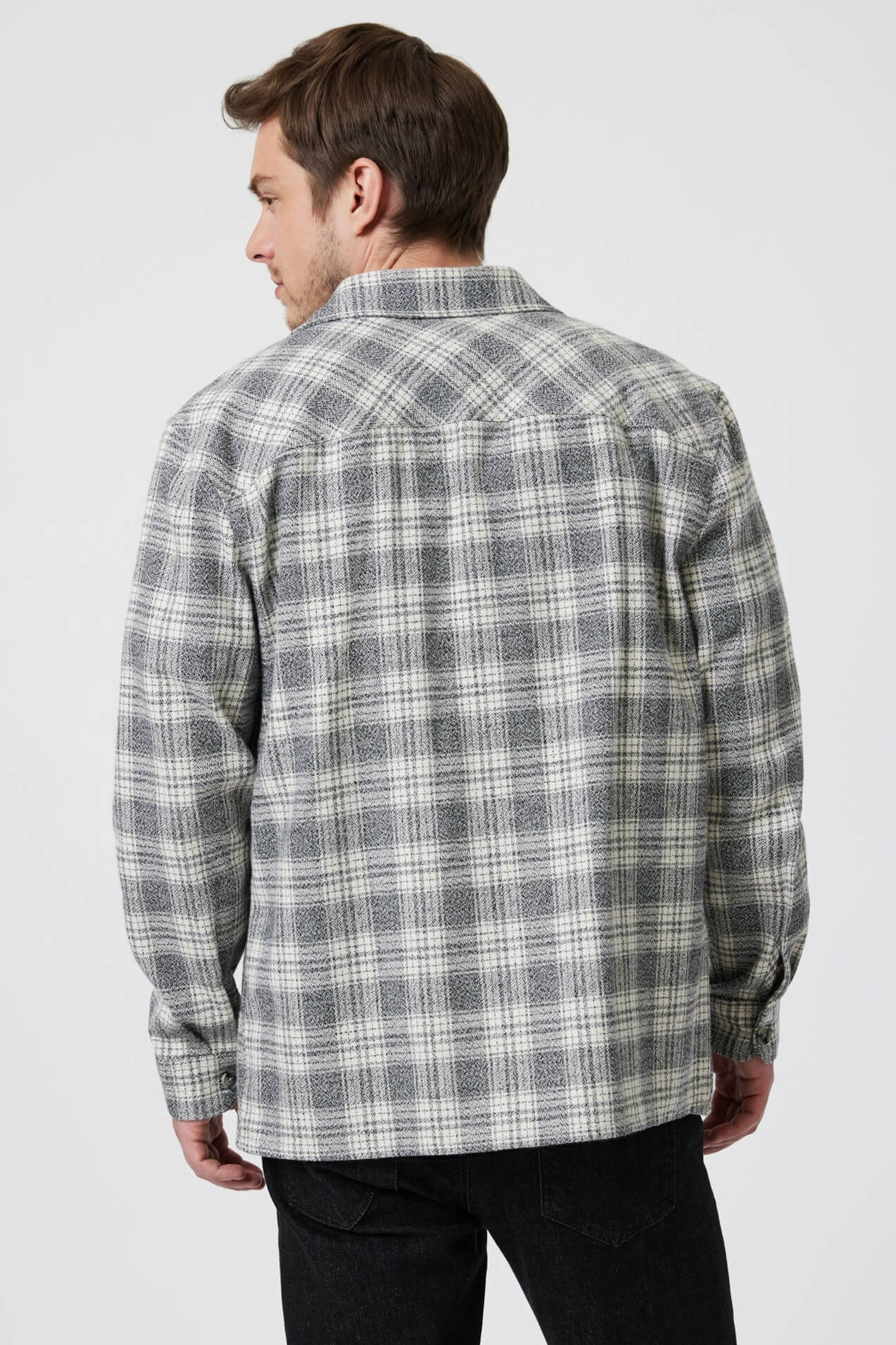 Mavi Jeans double pocket check shirt in grey marl