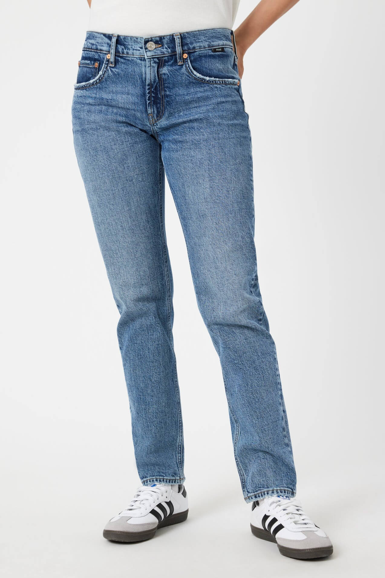 Mavi Jeans mirella low rise straight leg jeans in mid brushed blue