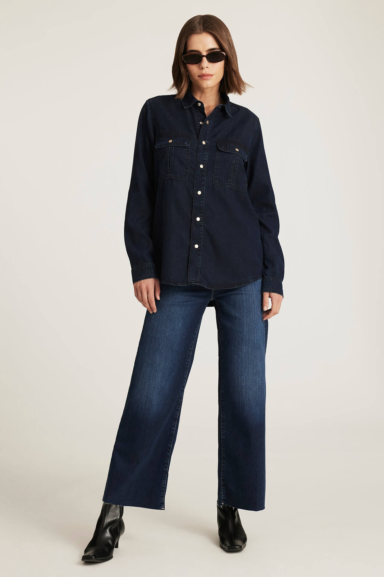 Mavi Jeans Nia Denim Shirt in ink gold premium