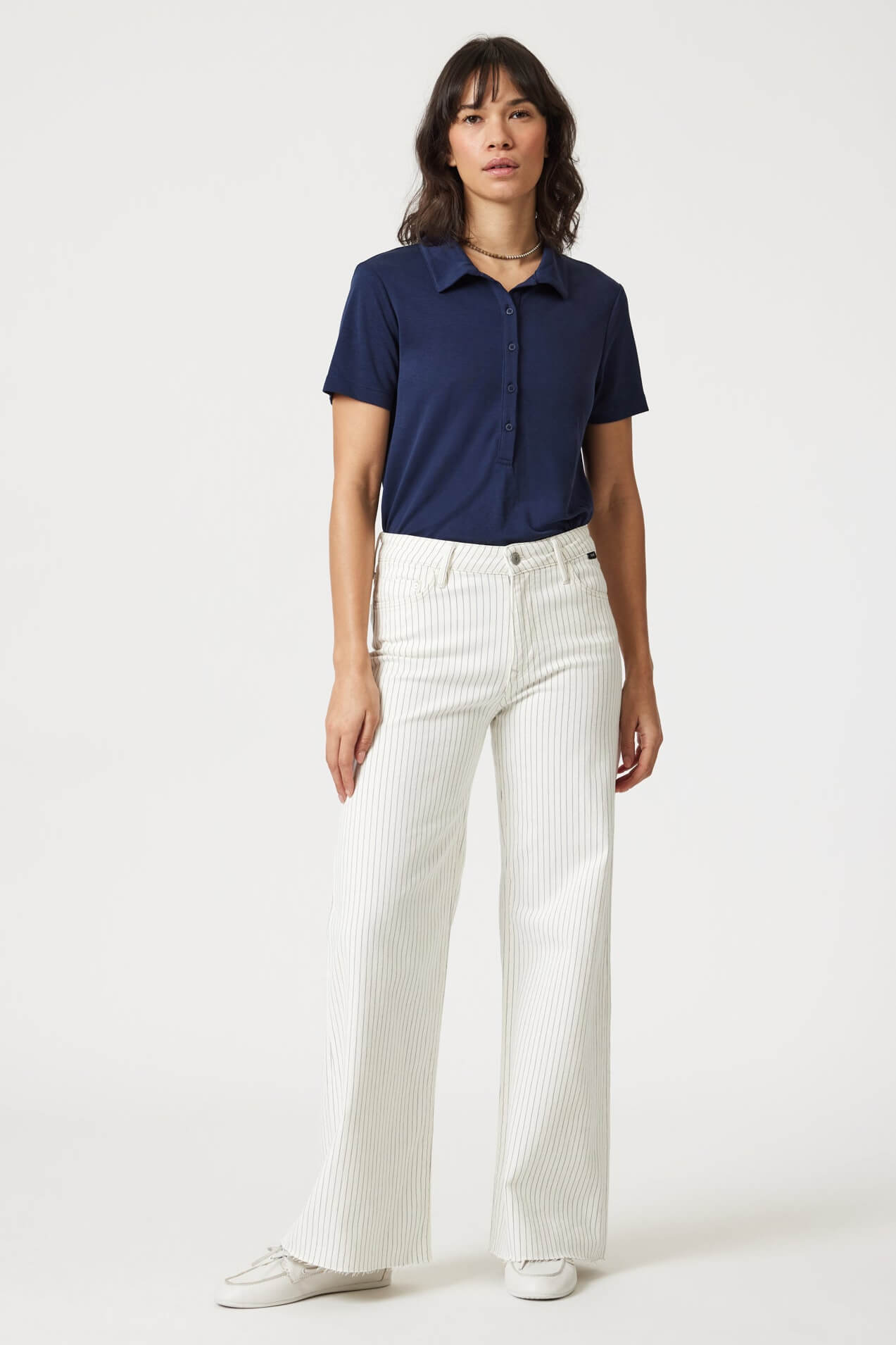 Mavi Jeans Paloma wide leg in off white stripe