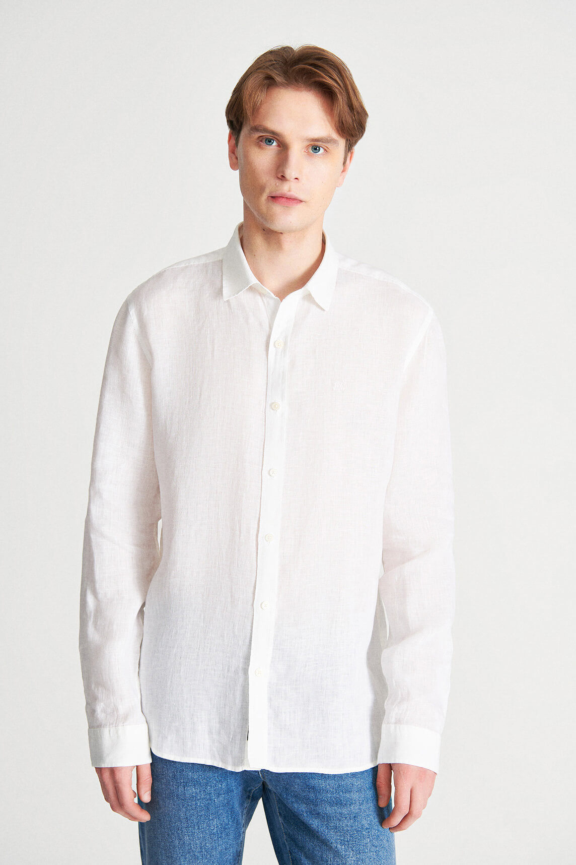 Mavi long sleeve linen shirt in white