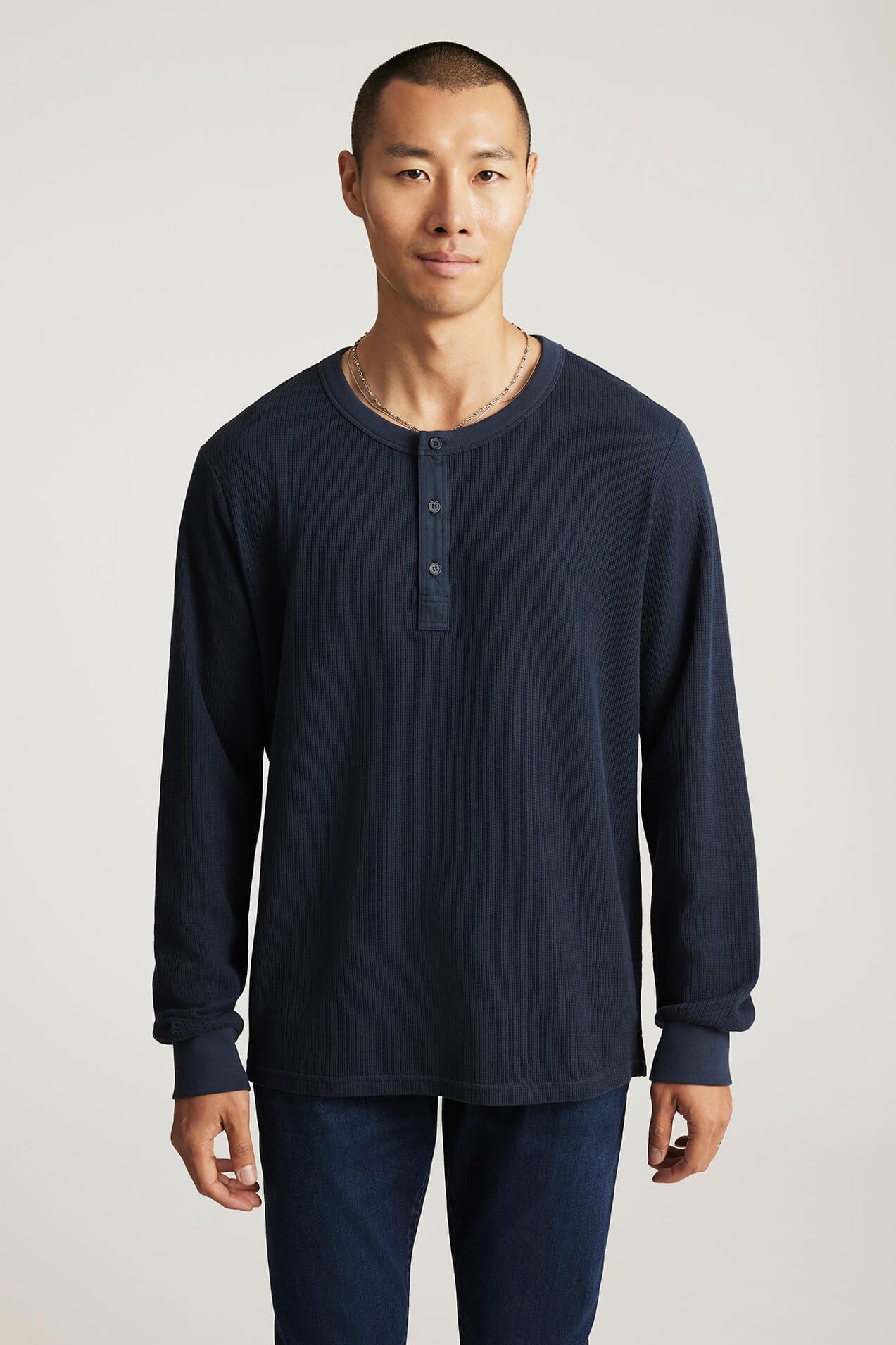 Mavi Long Sleeve Henley in eclipse