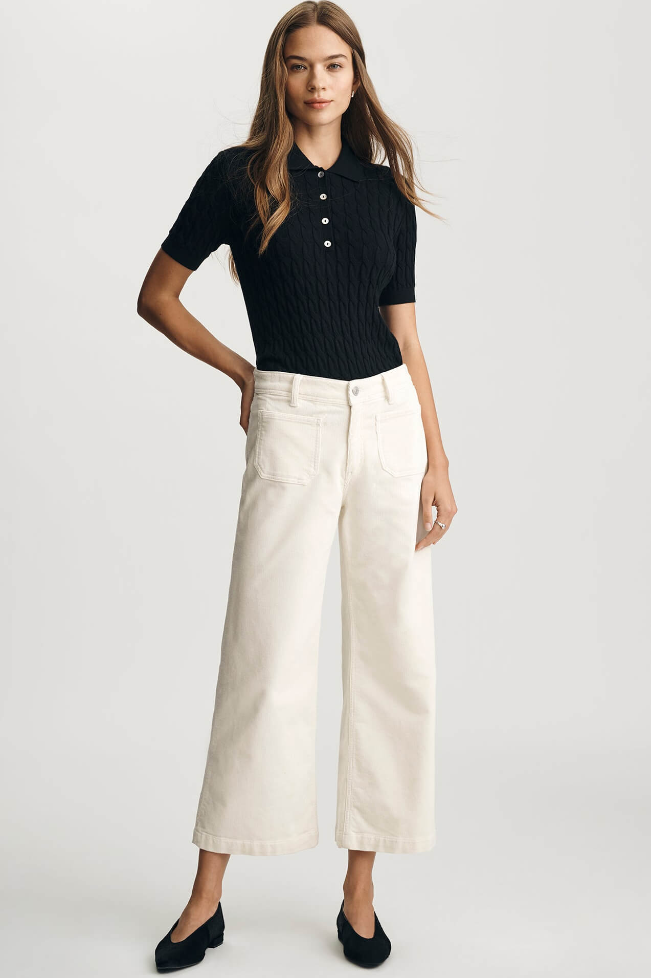 Mavi Paloma Marine Wide Leg in white cord