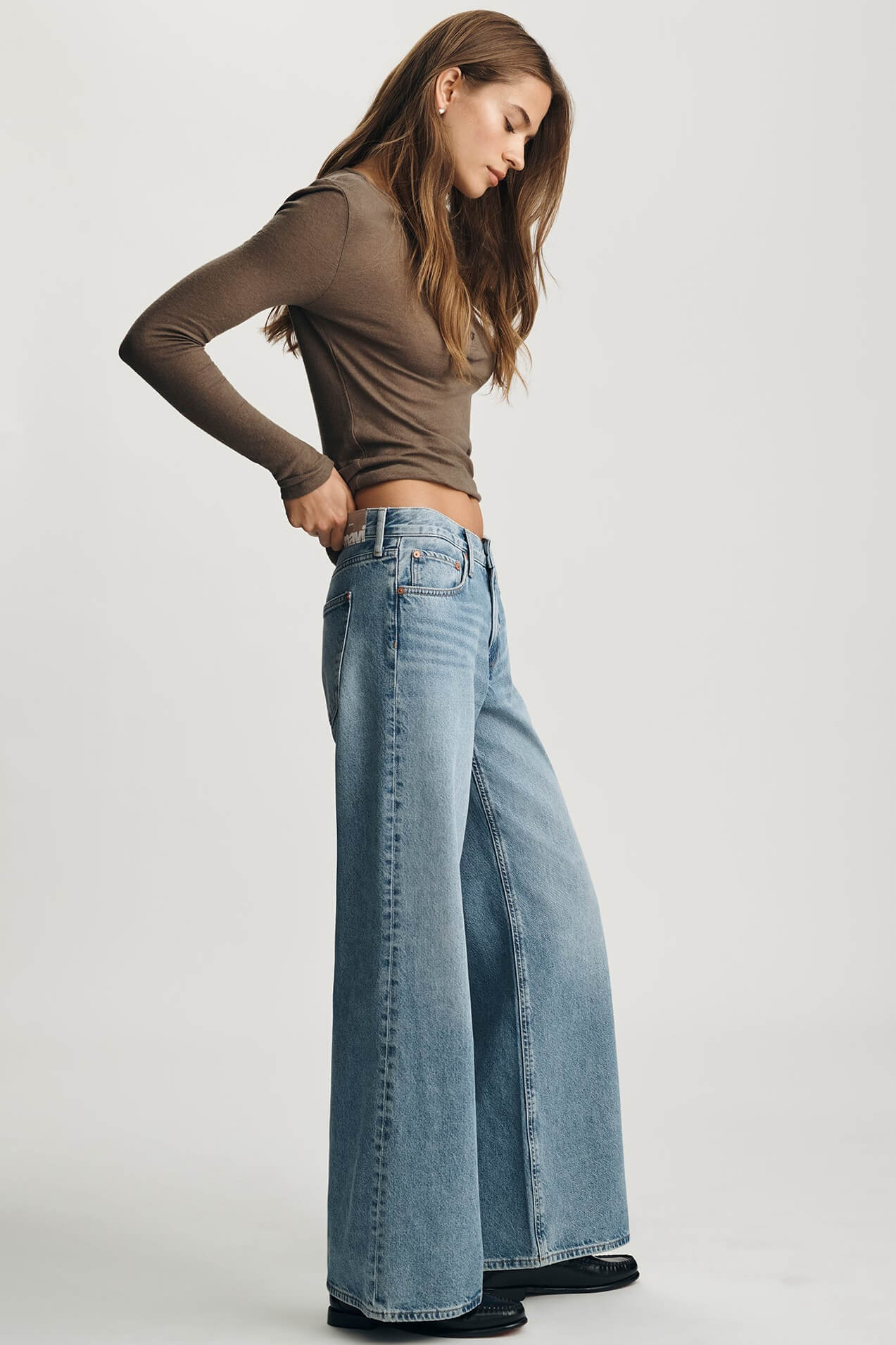 Mavi Sandy Wide Leg Jeans in mid used classic blue