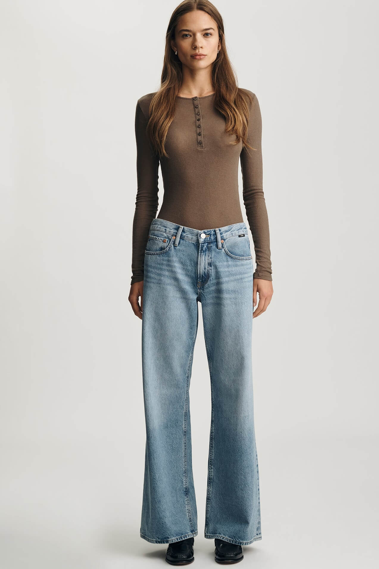 Mavi Sandy Wide Leg Jeans in mid used classic blue