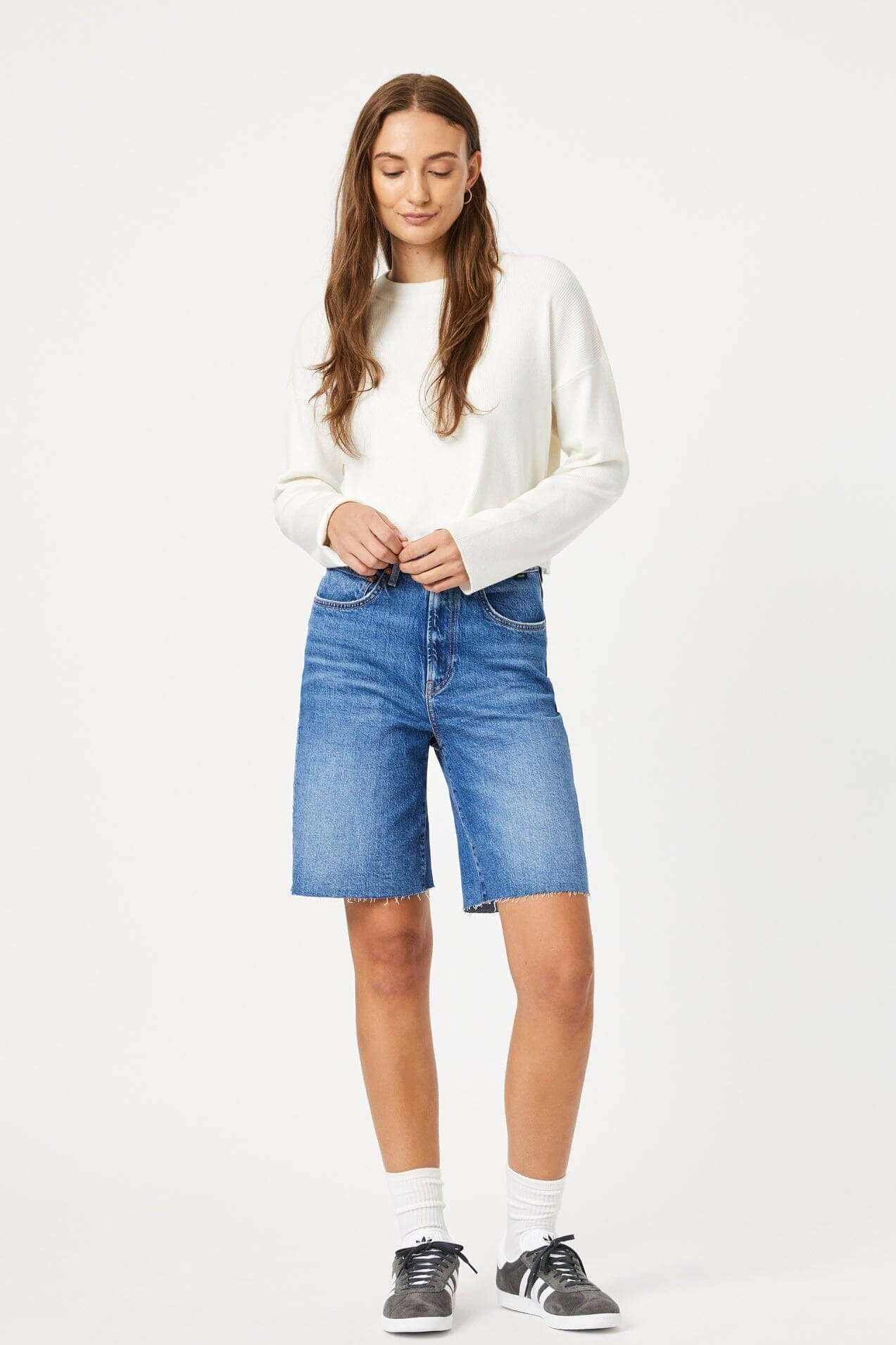 Mavi Jeans Selina bermuda shorts in mid brushed recycled blue