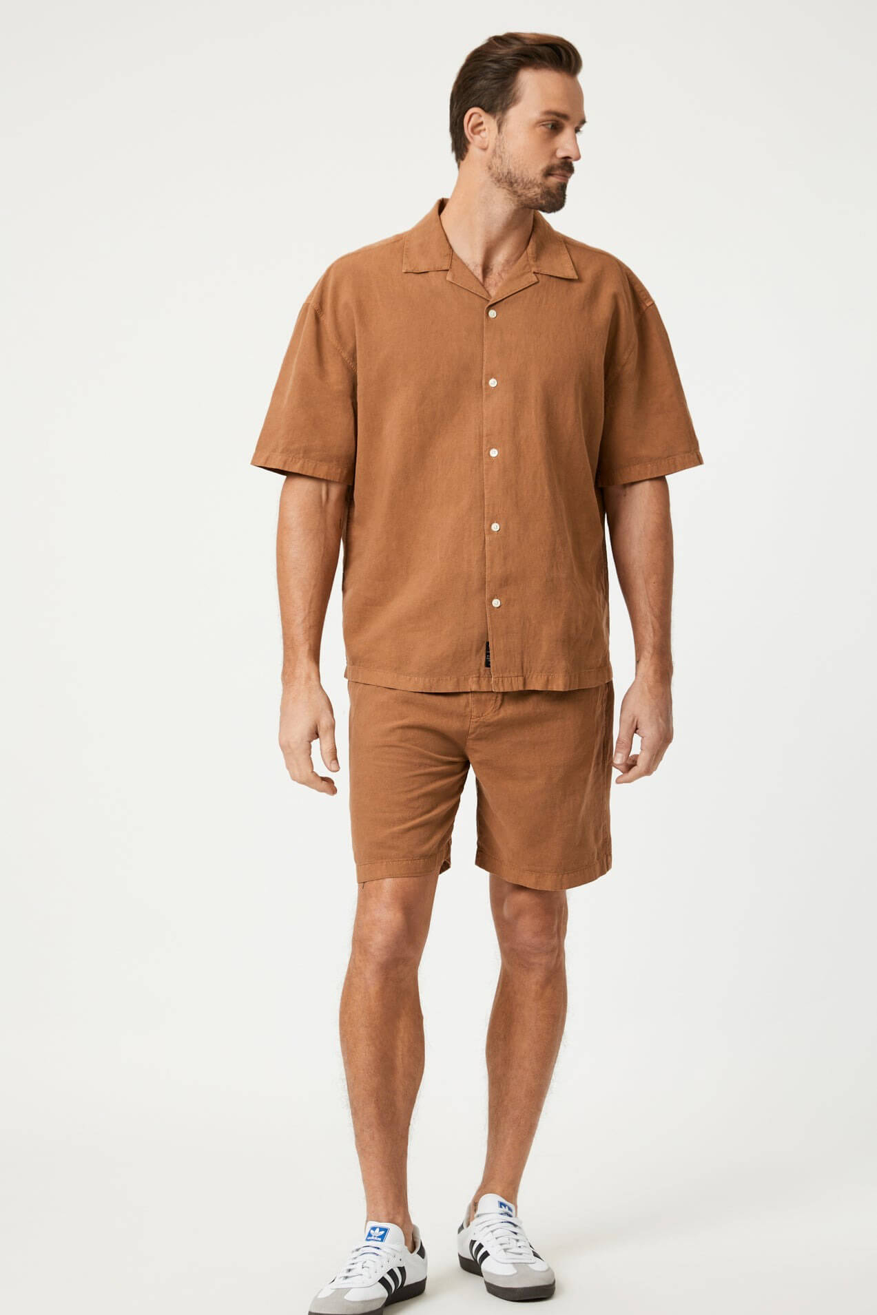 Mavi short sleeve button up shirt in toasted coconut