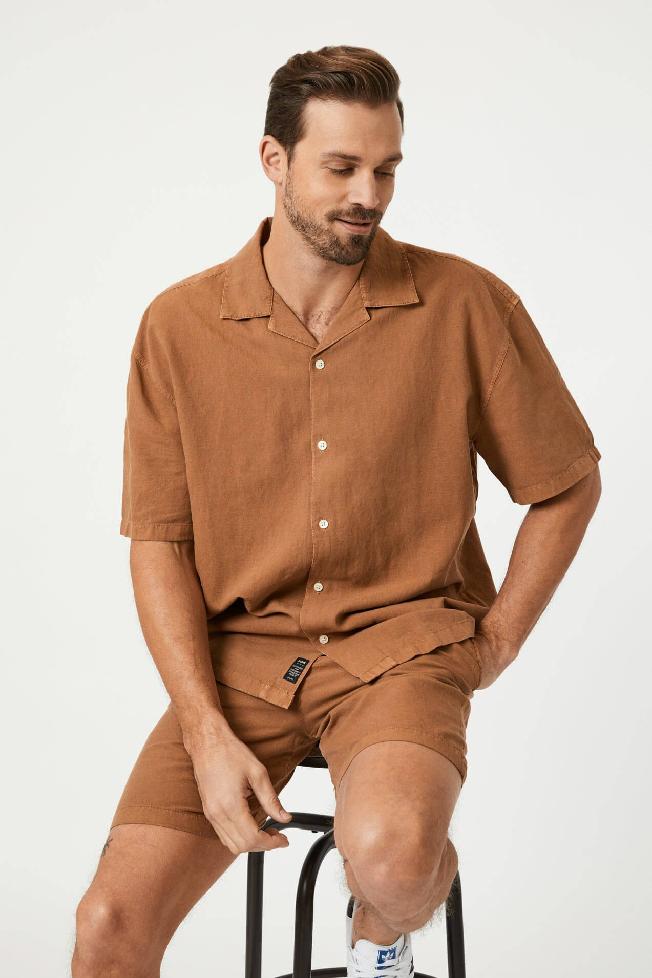 Mavi short sleeve button up shirt in toasted coconut