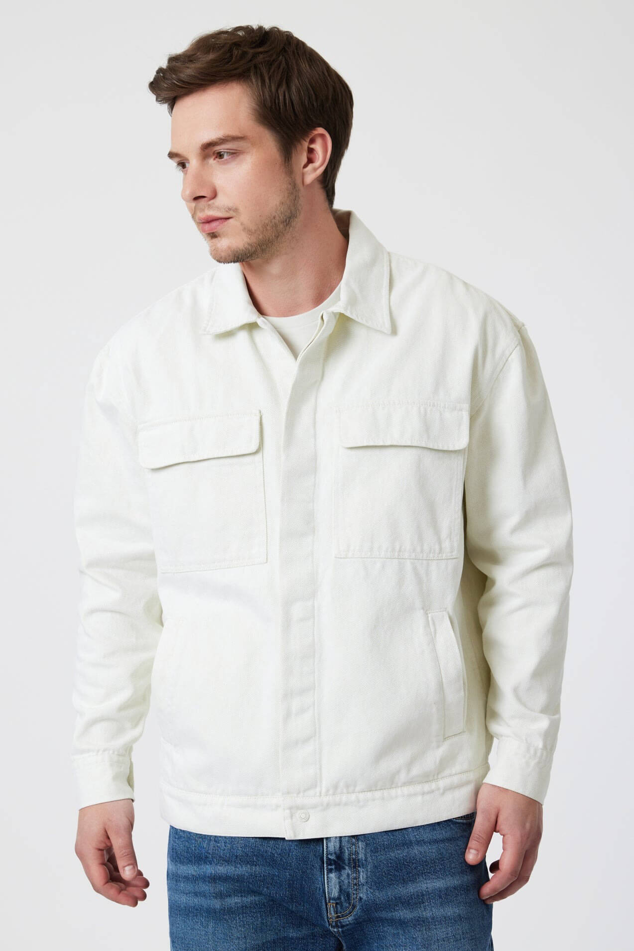 Mavi two pocket shirt in antique white