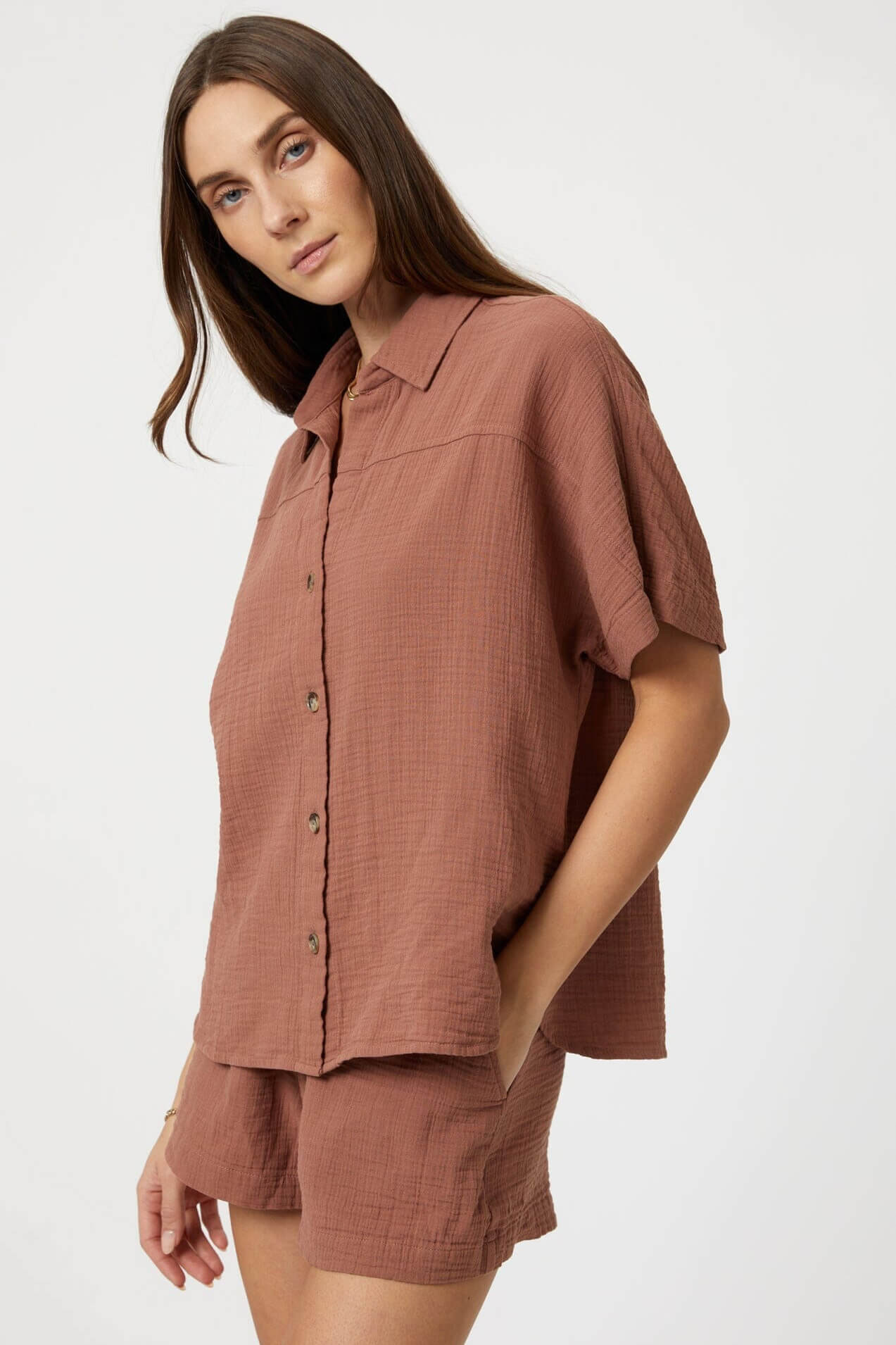 Mavi short sleeve shirt in brownie