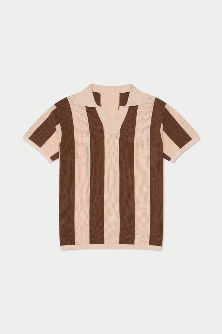 Mavrans Brown Stripe Knit Polo
