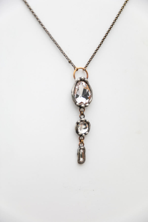 mikal winn 3 tier crystal drop necklace