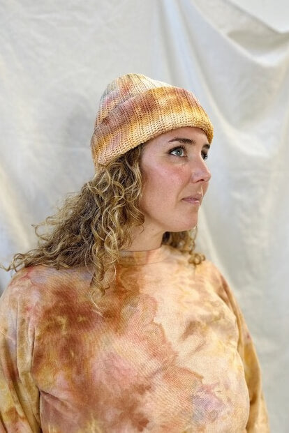 Mira Blackman hand dyed beanie in brown