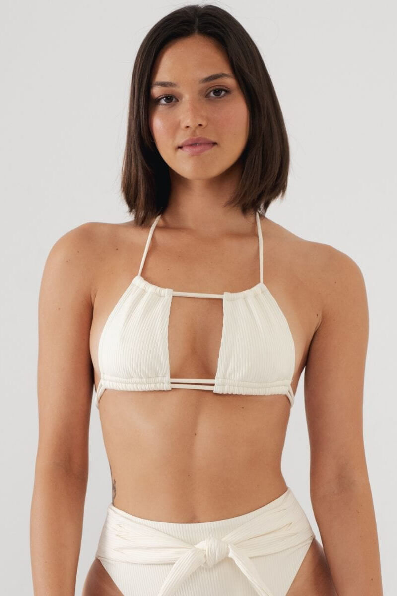 Montce Swim brasil bikini top in cream rib