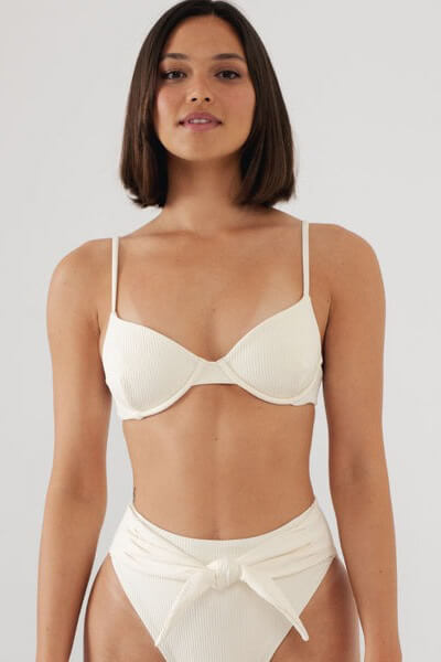 Montce Dainty bikini top in cream rib