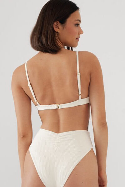 Montce Dainty bikini top in cream rib