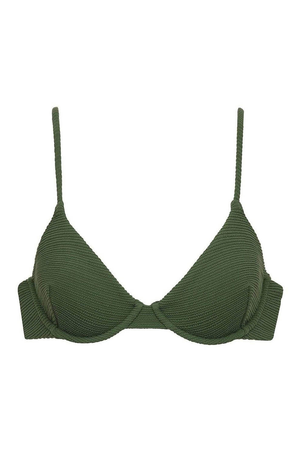 Montce Swim dainty top in olive micro scrunch